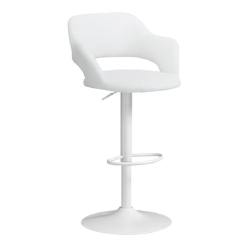 TABOURET DE BAR - ÉLÉVATEUR HYDRAULIQUE EN MÉTAL BLANC / BLANC 