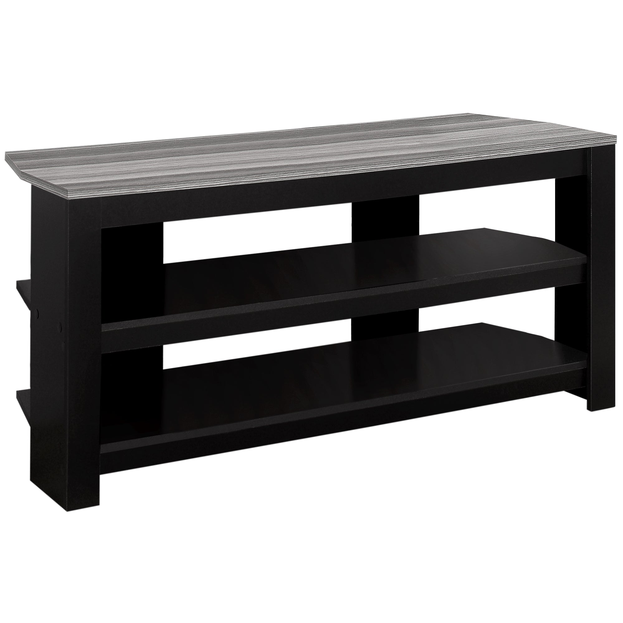 MEUBLE TV - 42"L / NOIR / COIN SUPÉRIEUR GRIS ( Meuble Mtl )