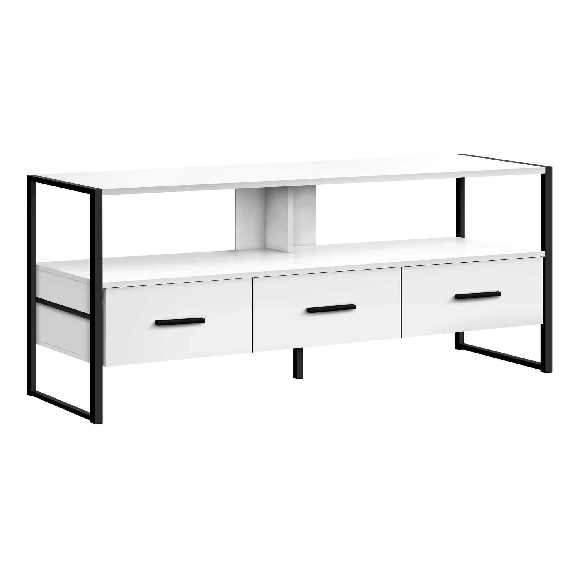 MEUBLE TV - 48"L / BLANC / METAL NOIR ( Meuble Mtl )