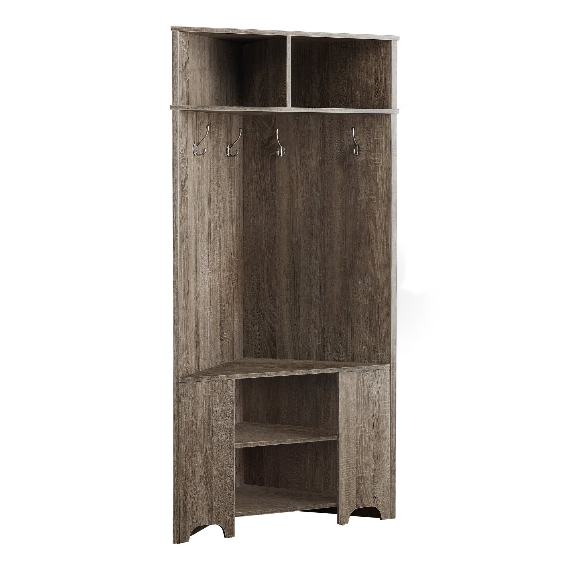 HALL TREE - 67"H / DARK TAUPE CORNER UNIT ( Meuble Mtl )