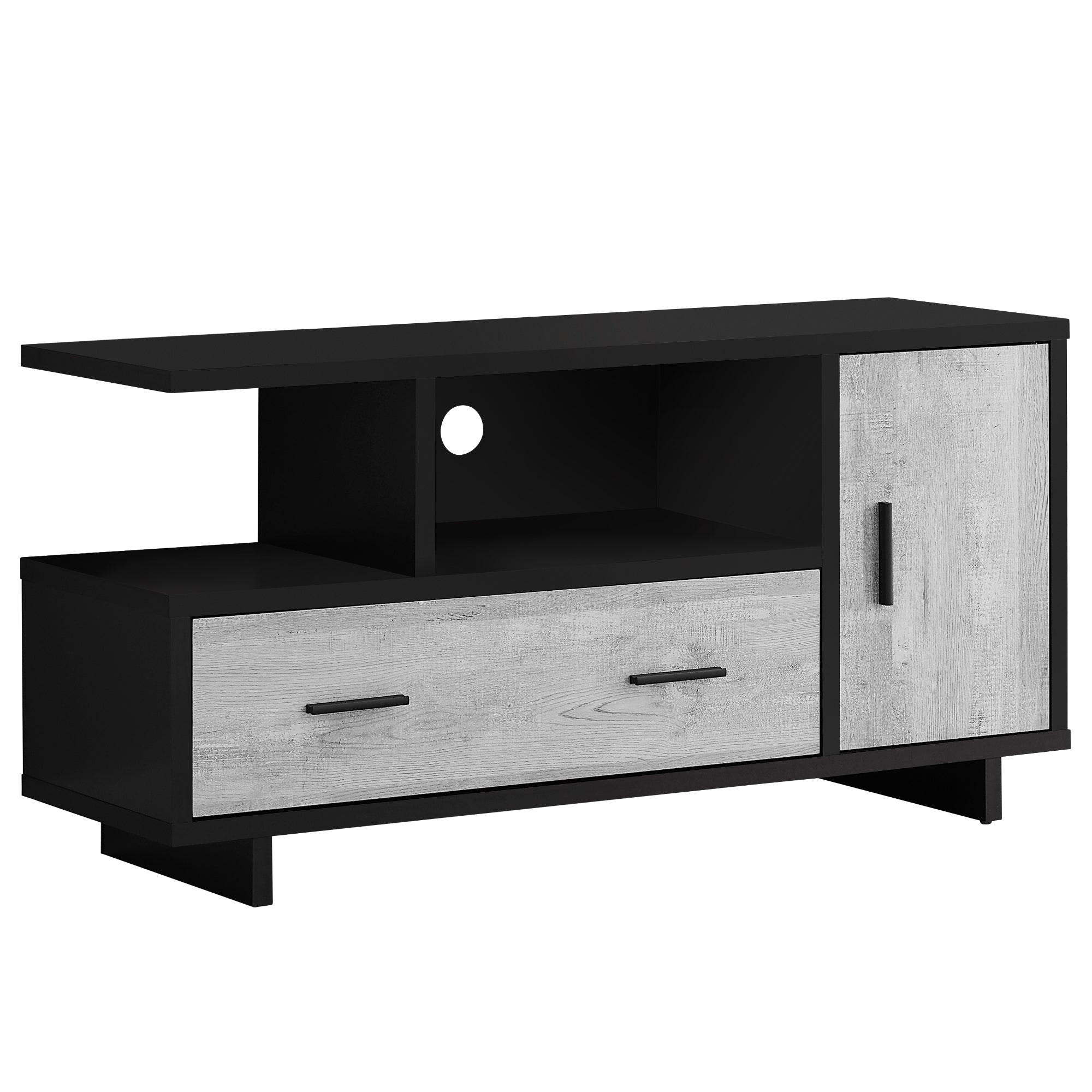 MEUBLE TV - 48"L / NOIR / ASPECT BOIS GRIS ( Meuble Mtl )
