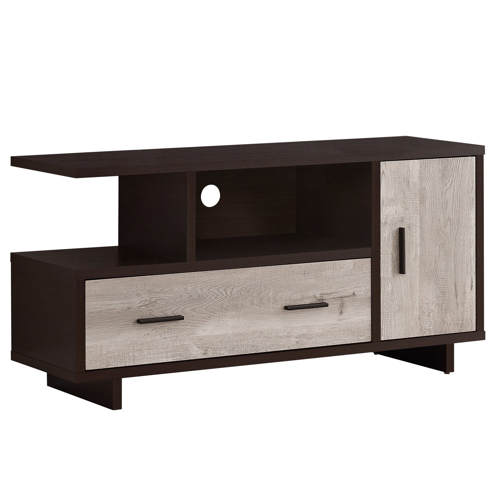 MEUBLE TV - 48"L / ESPRESSO / ASPECT BOIS TAUPE ( Meuble Mtl )