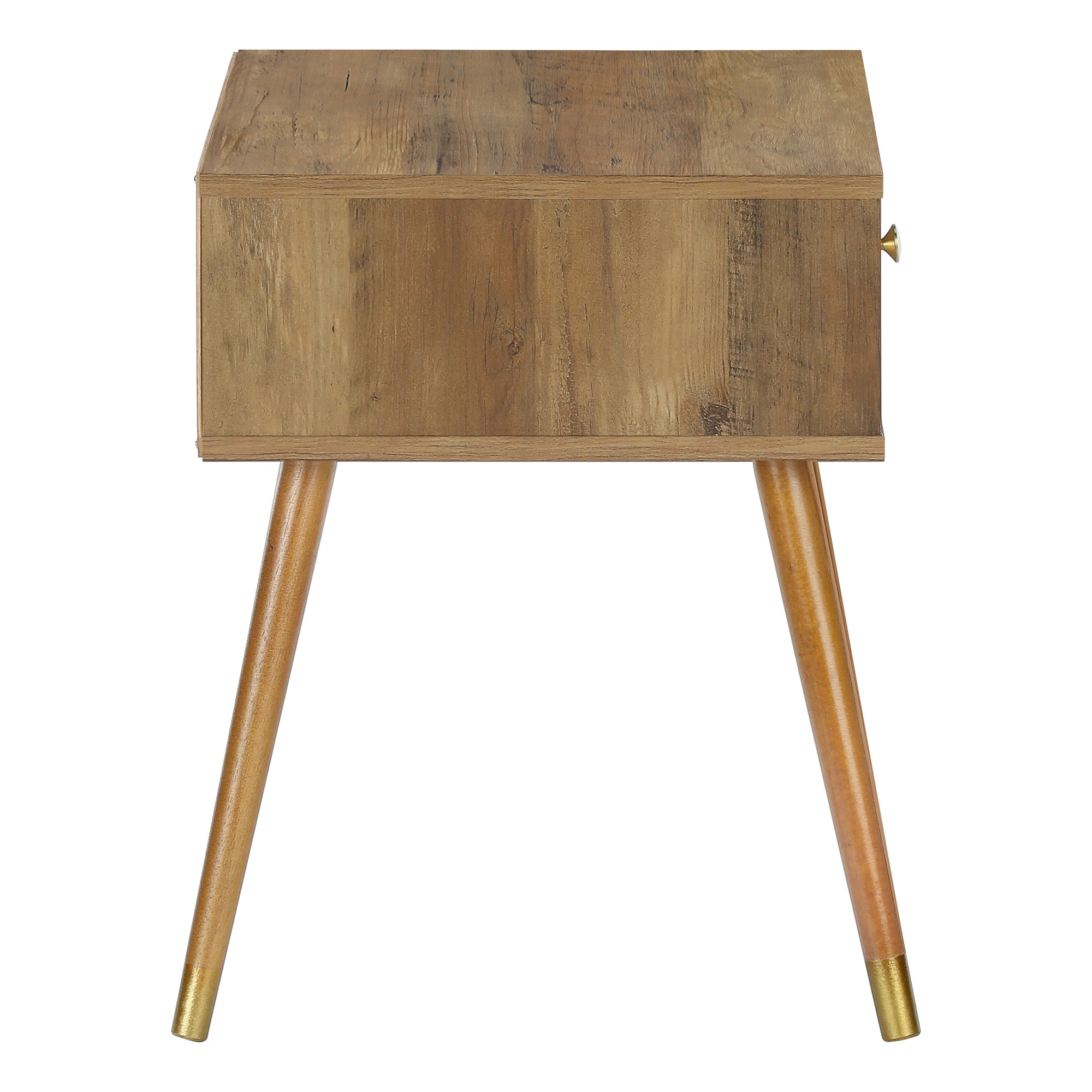 TABLE D'APPOINT - 20"H / NOYER MID-CENTURY AVEC UN TIROIR ( Meuble Mtl )