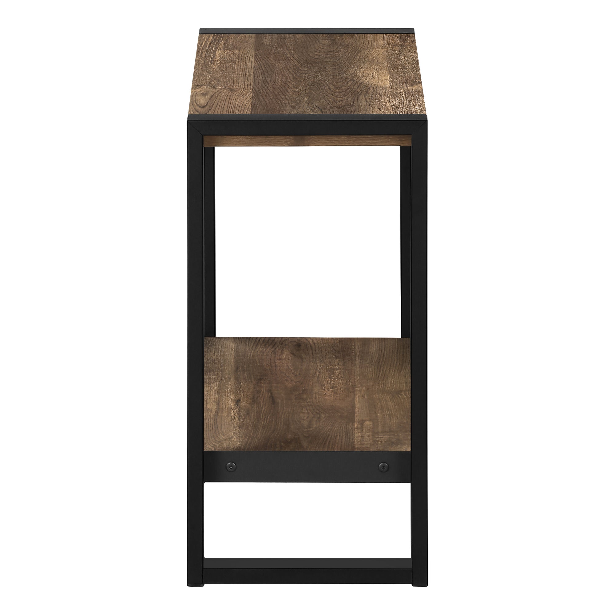 TABLE D'APPOINT - SIMILI BOIS BRUN / MÉTAL NOIR ( Meuble Mtl )