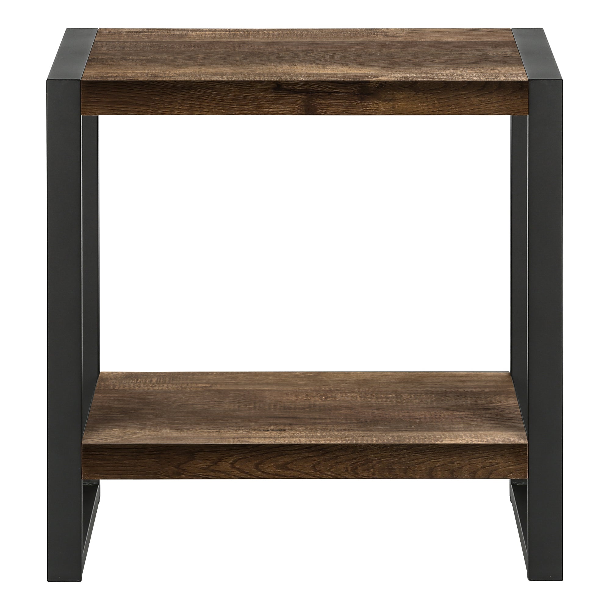 TABLE D'APPOINT - SIMILI BOIS BRUN / MÉTAL NOIR ( Meuble Mtl )