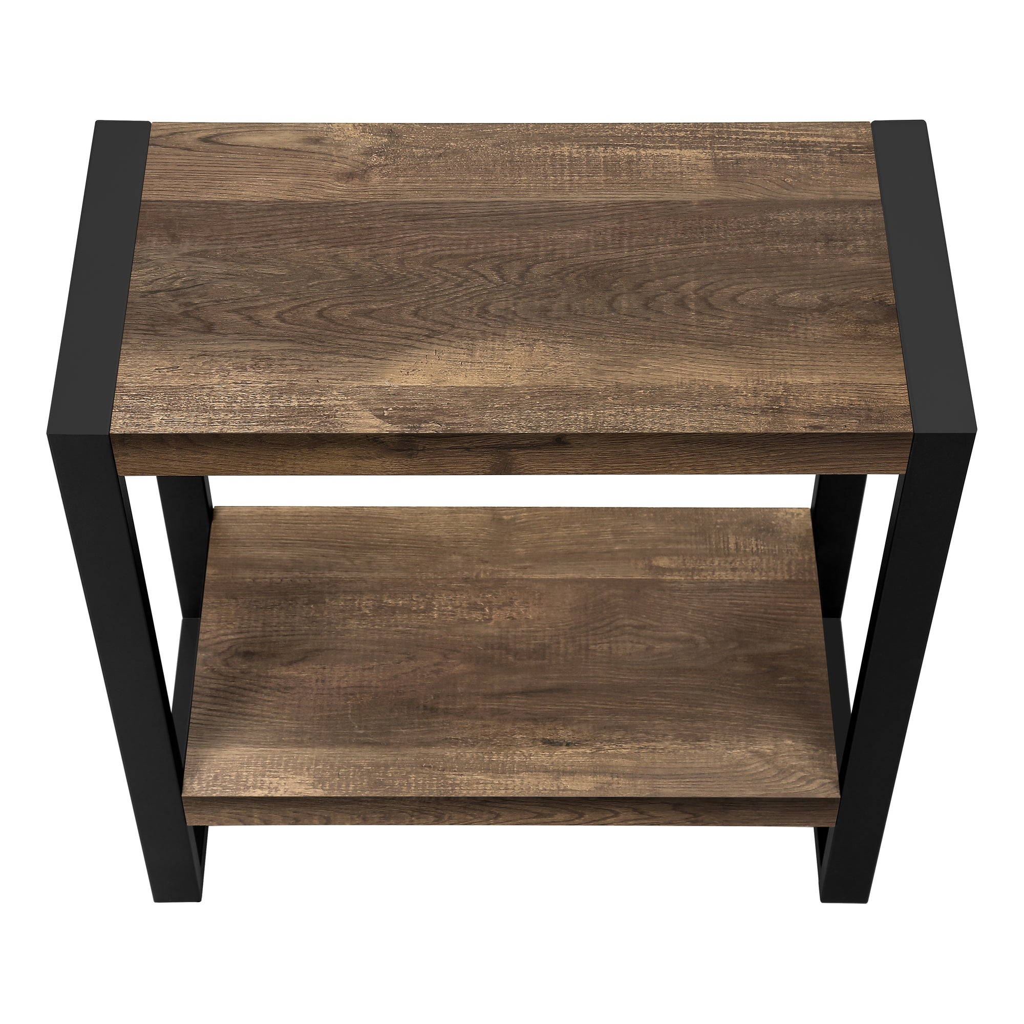 TABLE D'APPOINT - SIMILI BOIS BRUN / MÉTAL NOIR ( Meuble Mtl )