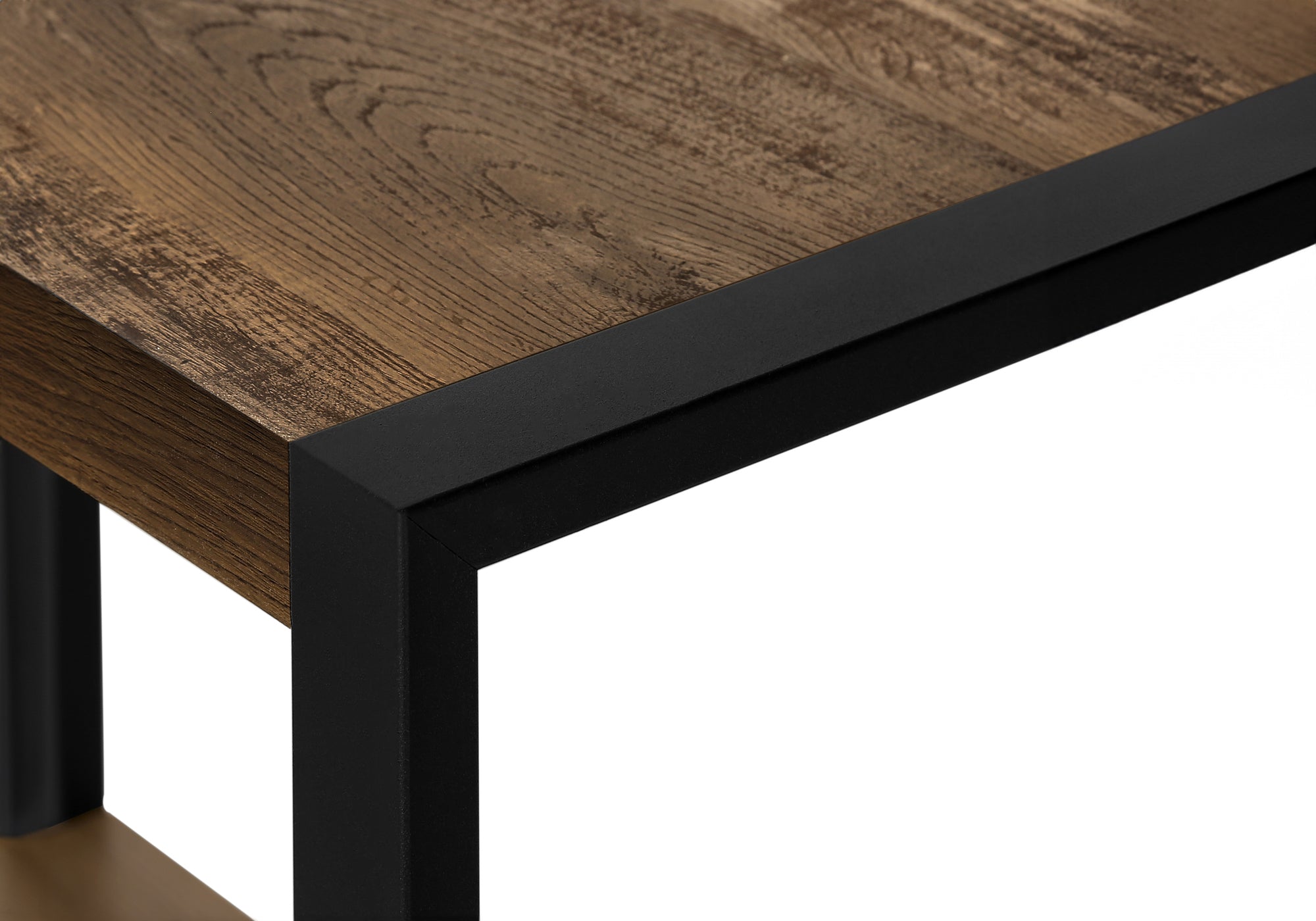 TABLE D'APPOINT - SIMILI BOIS BRUN / MÉTAL NOIR ( Meuble Mtl )