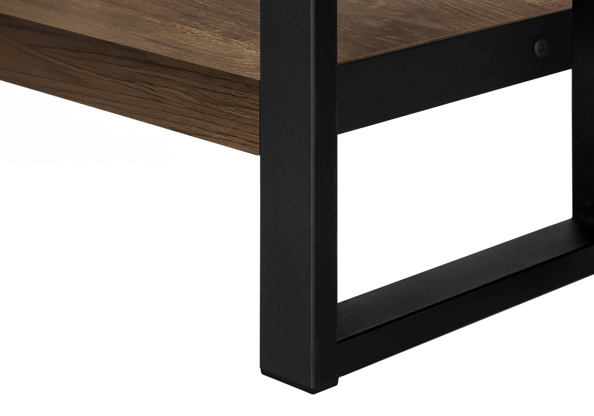 TABLE D'APPOINT - SIMILI BOIS BRUN / MÉTAL NOIR ( Meuble Mtl )
