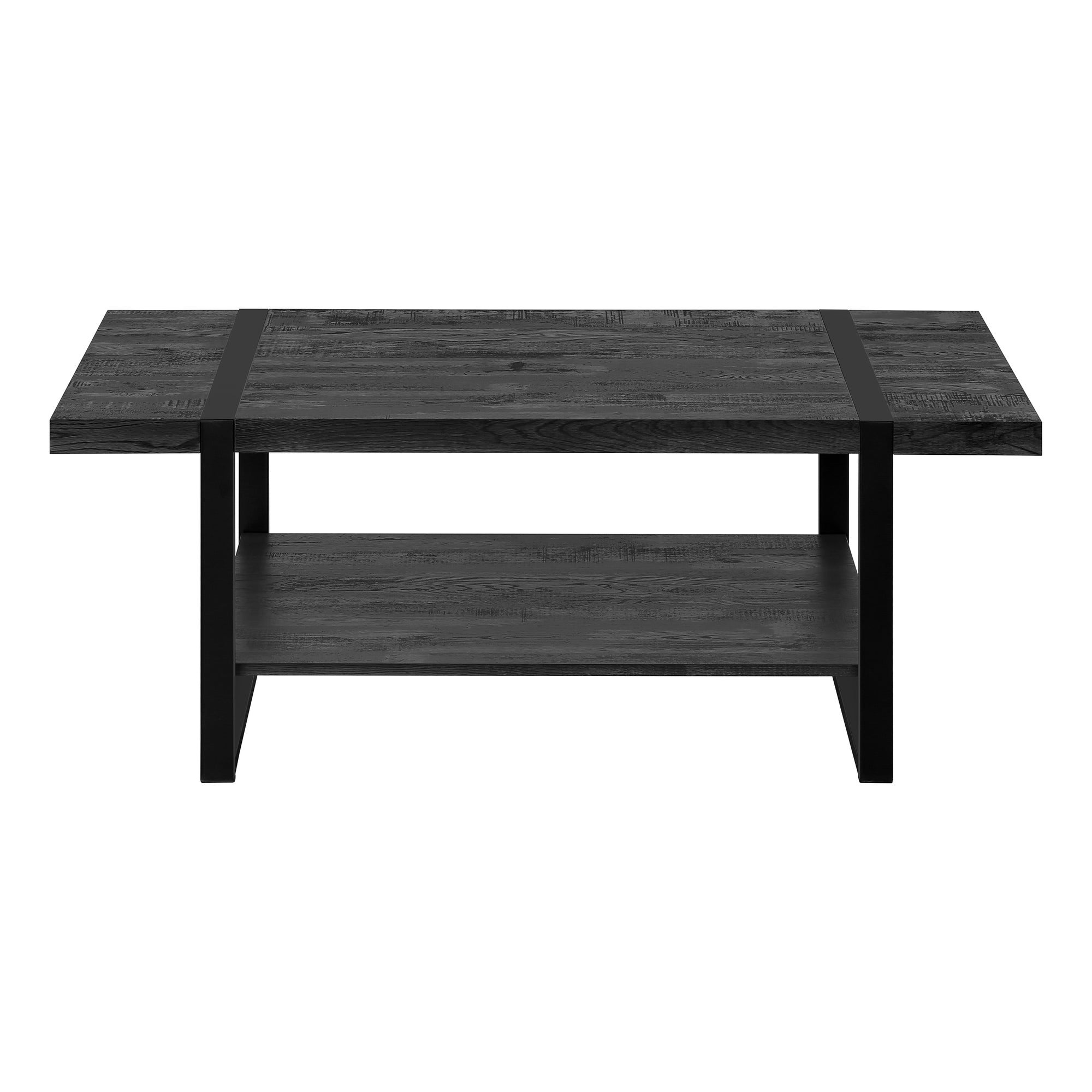TABLE BASSE - SIMILI BOIS NOIR / MÉTAL NOIR ( Meuble Mtl )