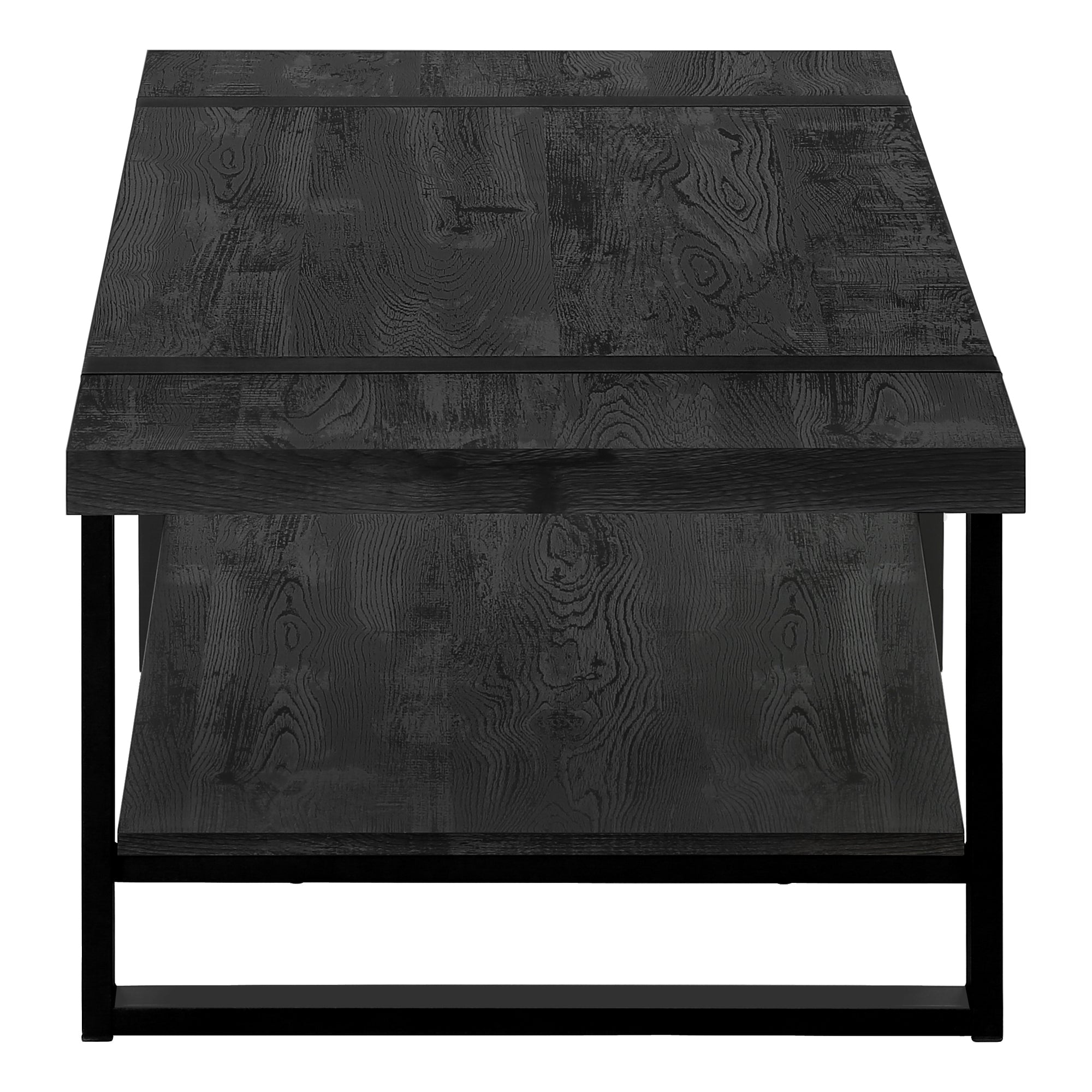 TABLE BASSE - SIMILI BOIS NOIR / MÉTAL NOIR ( Meuble Mtl )