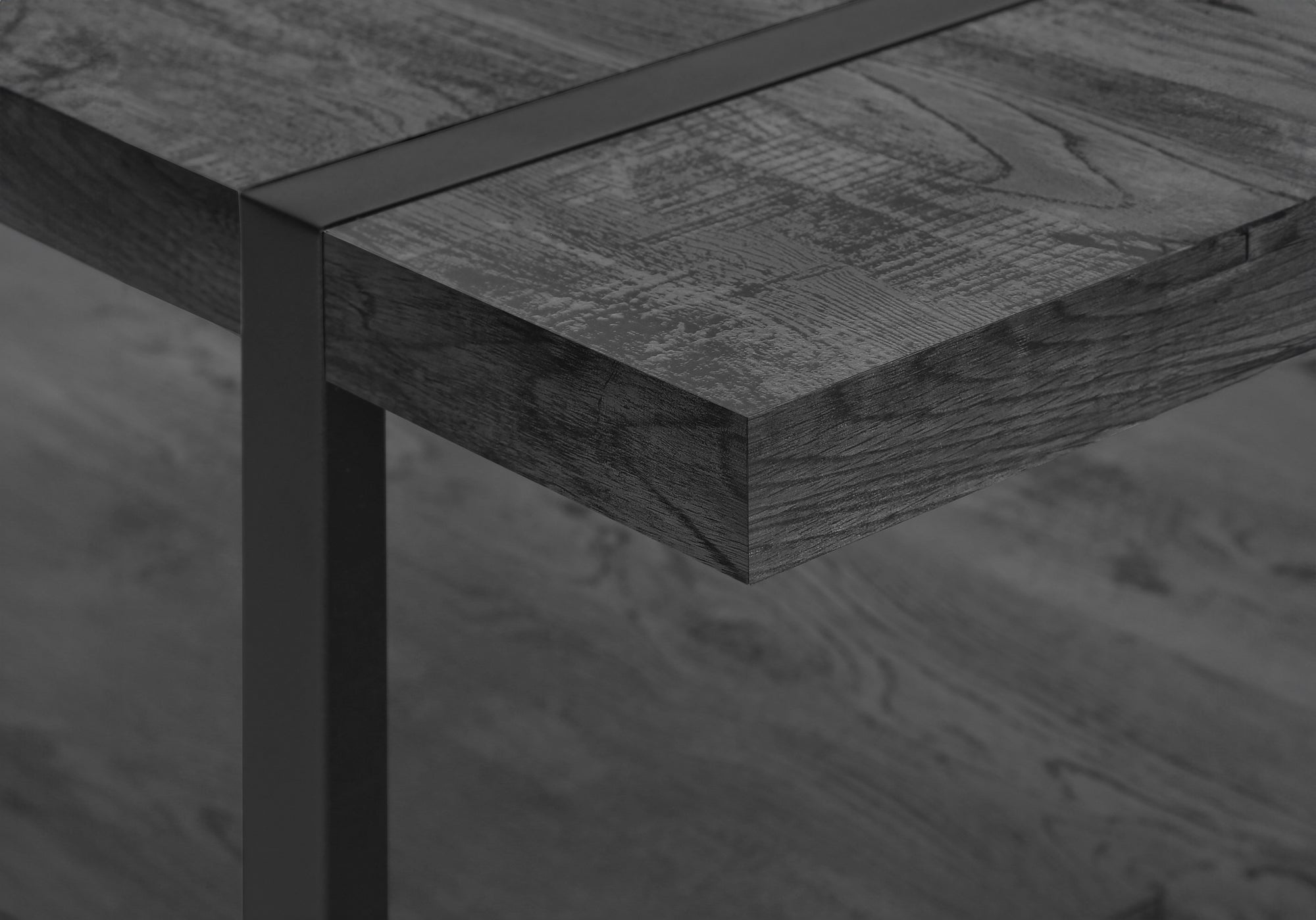 TABLE BASSE - SIMILI BOIS NOIR / MÉTAL NOIR ( Meuble Mtl )