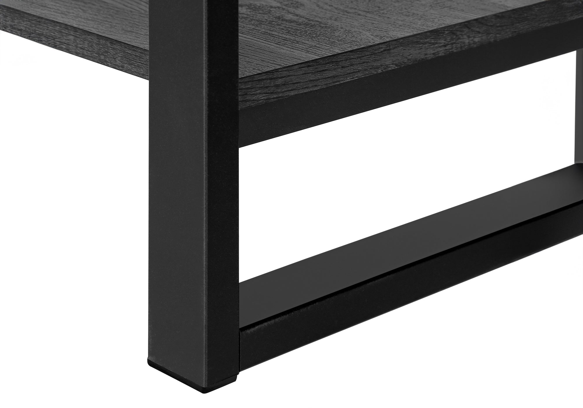 TABLE BASSE - SIMILI BOIS NOIR / MÉTAL NOIR ( Meuble Mtl )