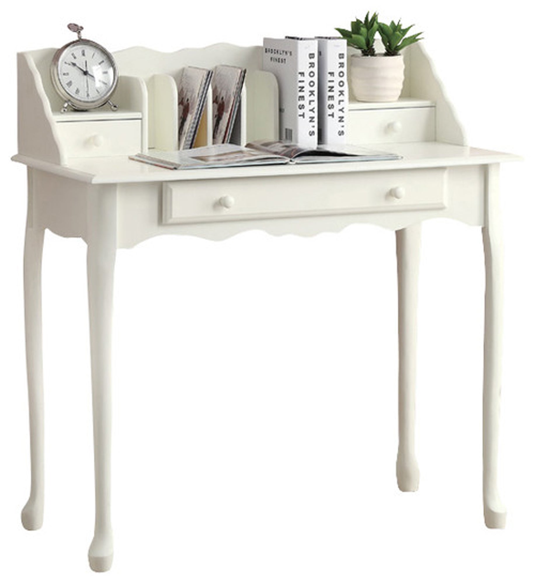BUREAU D'ORDINATEUR - 36"L / BLANC ANTIQUE TRADITIONNEL  ( Meuble Mtl )