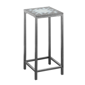 TABLE D'APPOINT - GRIS / DESSUS TUILE BLEU / ARGENT MARTELÉ ( Meuble Mtl )