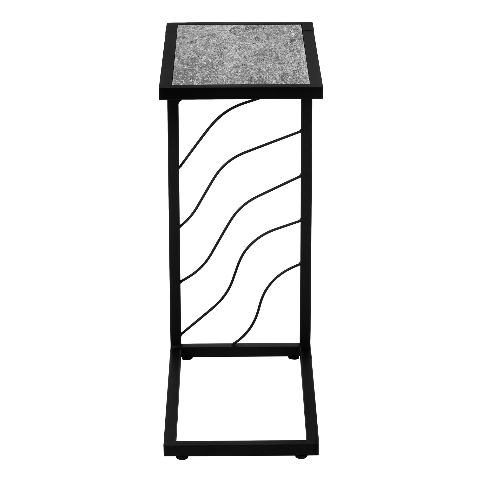 TABLE D'APPOINT - 25"H / ASPECT PIERRE GRIS / METAL NOIR ( Meuble Mtl )