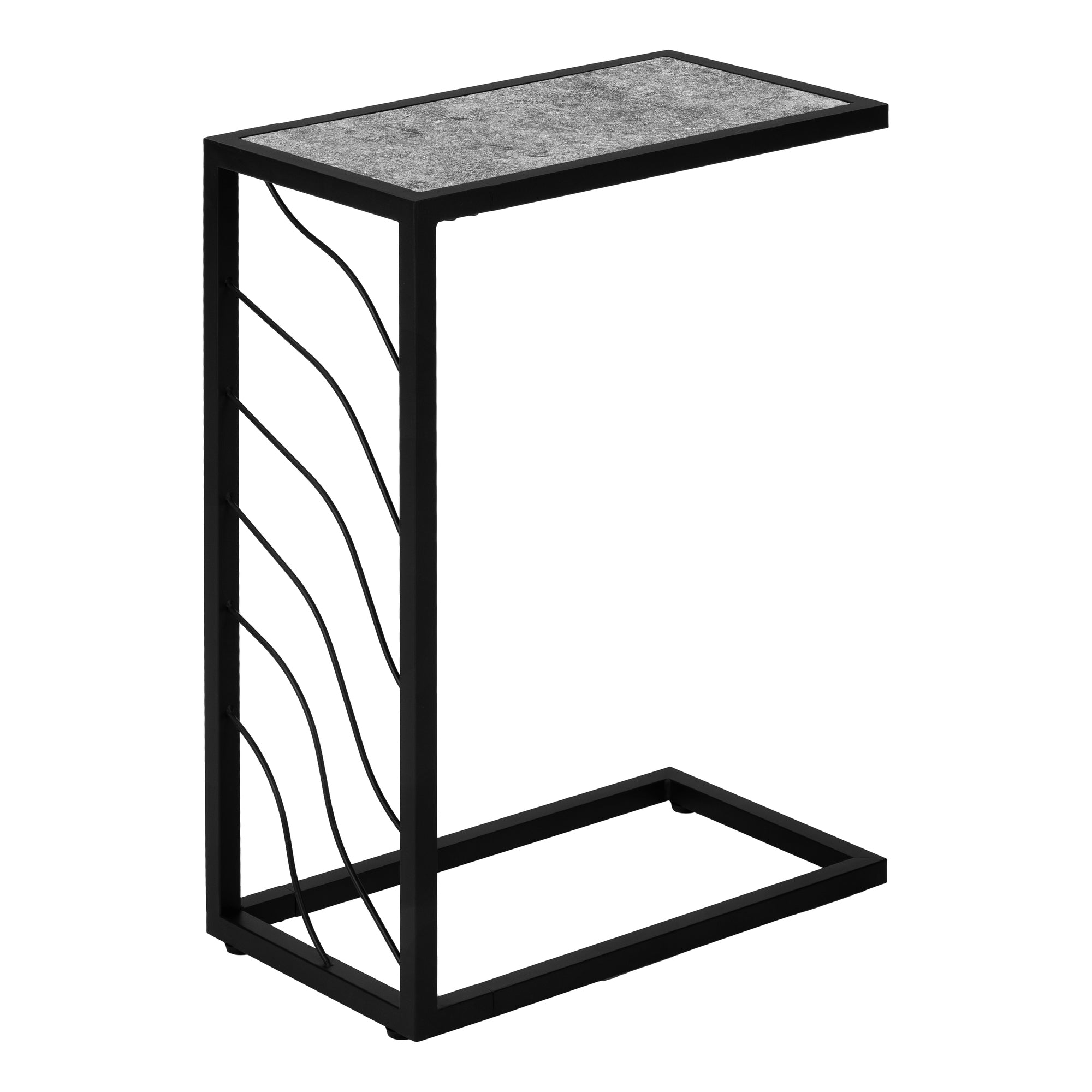 TABLE D'APPOINT - 25"H / ASPECT PIERRE GRIS / METAL NOIR ( Meuble Mtl )