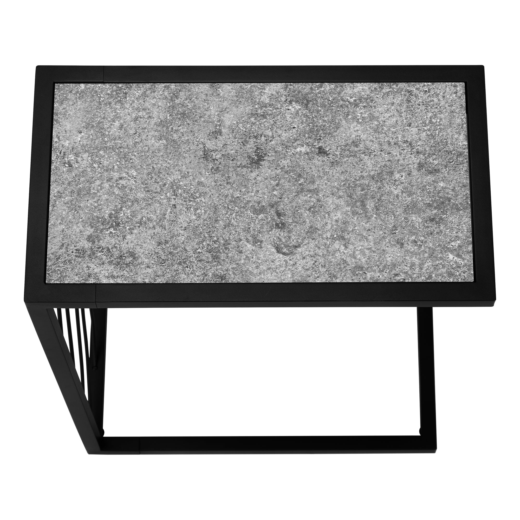 TABLE D'APPOINT - 25"H / ASPECT PIERRE GRIS / METAL NOIR ( Meuble Mtl )
