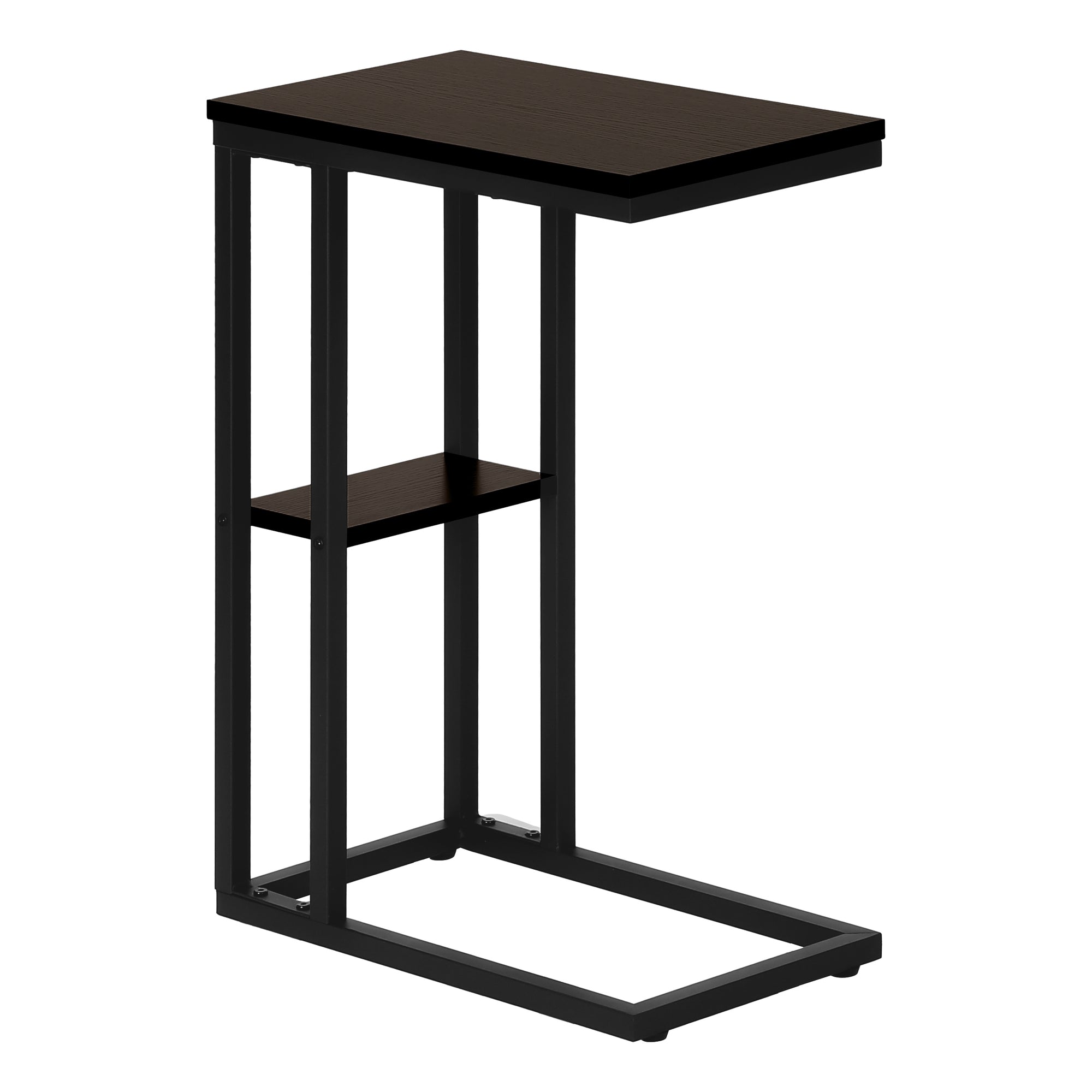 TABLE D'APPOINT - 25"H / ESPRESSO / METAL NOIR ( Meuble Mtl )
