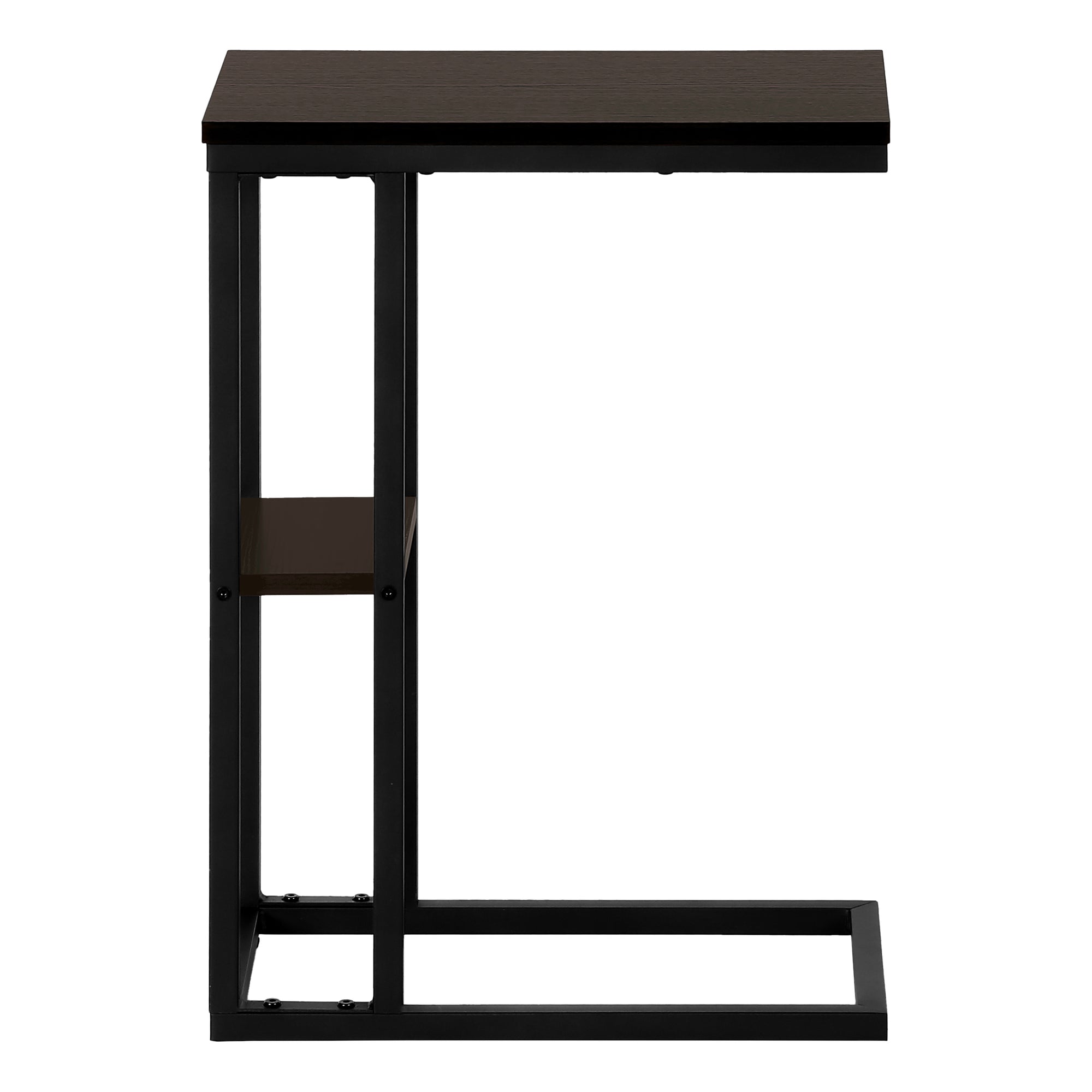 TABLE D'APPOINT - 25"H / ESPRESSO / METAL NOIR ( Meuble Mtl )