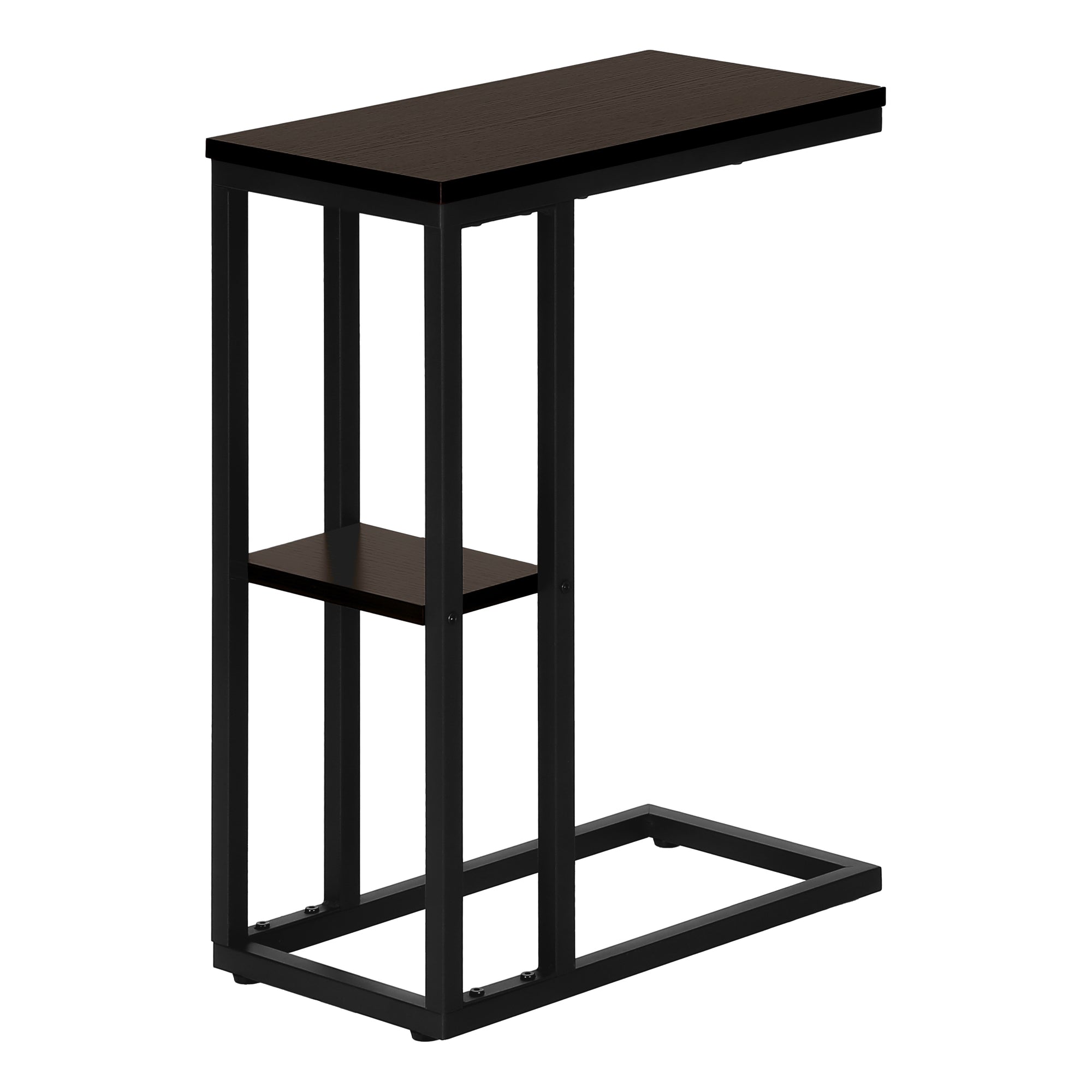 TABLE D'APPOINT - 25"H / ESPRESSO / METAL NOIR ( Meuble Mtl )