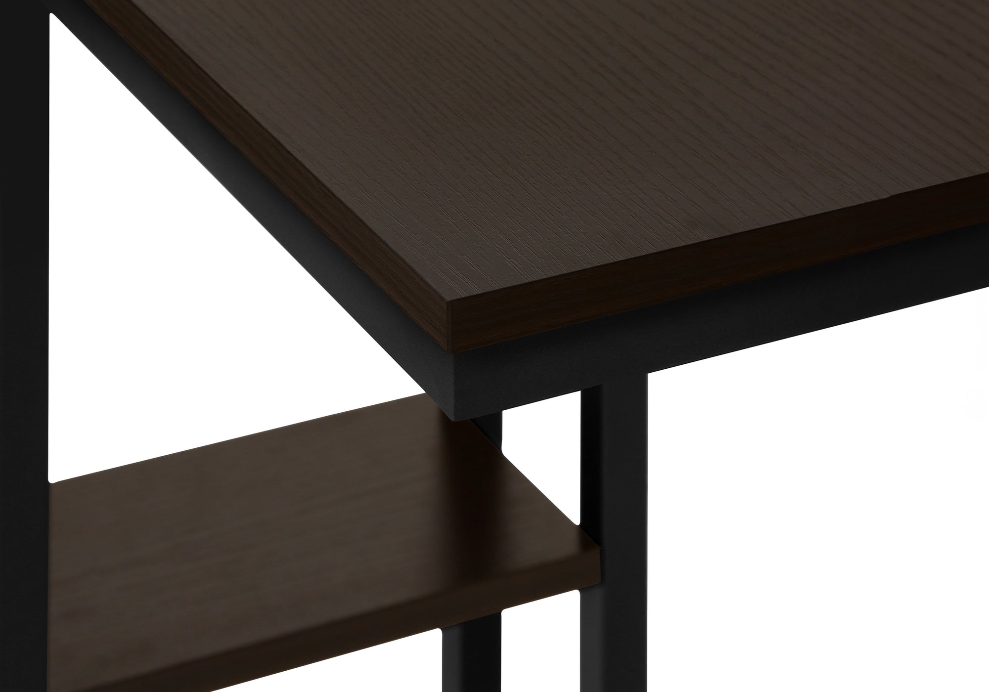 TABLE D'APPOINT - 25"H / ESPRESSO / METAL NOIR ( Meuble Mtl )