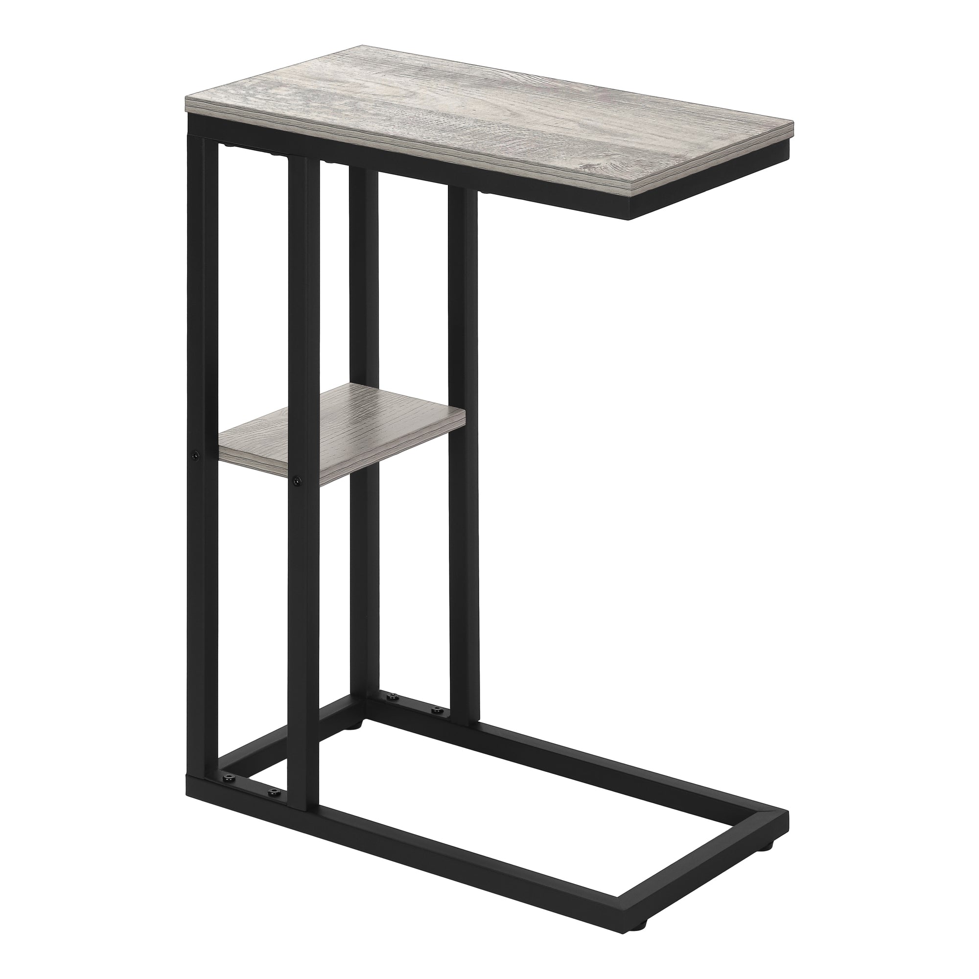 TABLE D'APPOINT - 25"H / GRIS / METAL NOIR ( Meuble Mtl )