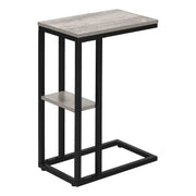TABLE D'APPOINT - 25"H / GRIS / METAL NOIR ( Meuble Mtl )