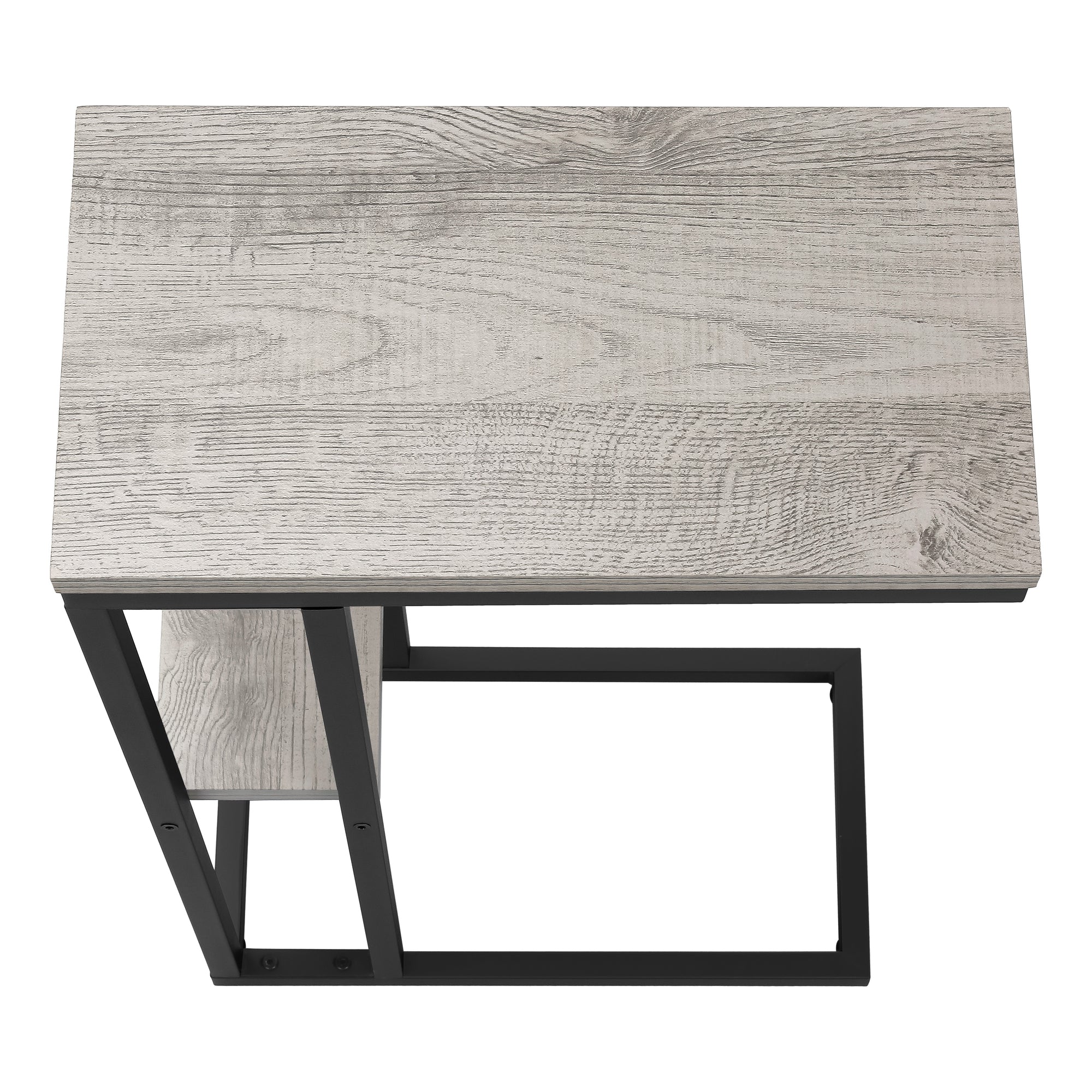 TABLE D'APPOINT - 25"H / GRIS / METAL NOIR ( Meuble Mtl )
