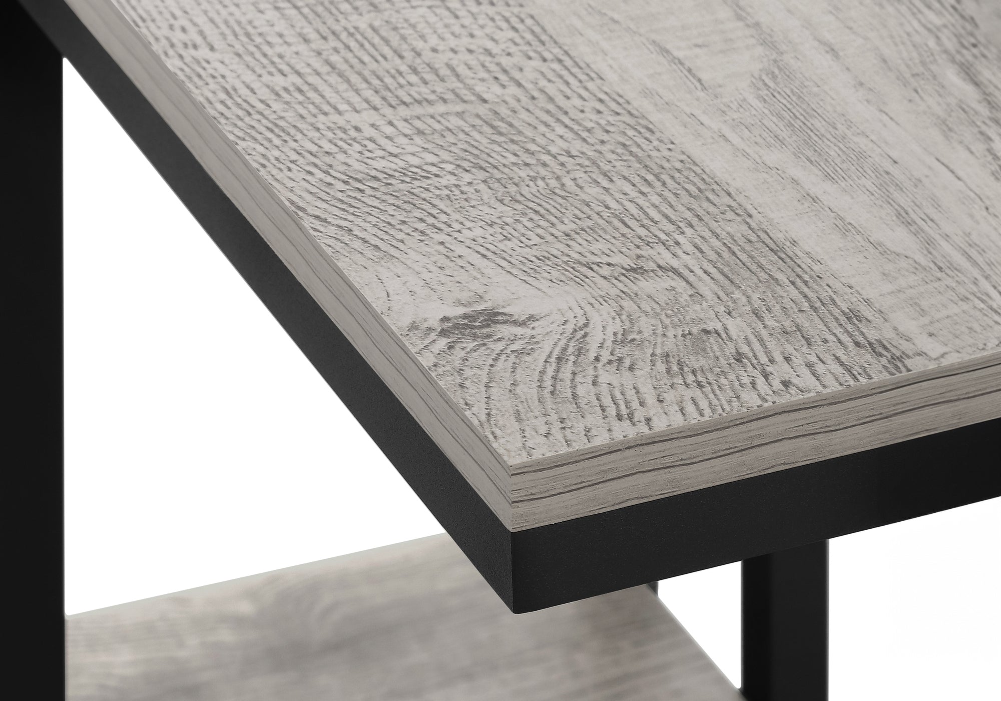 TABLE D'APPOINT - 25"H / GRIS / METAL NOIR ( Meuble Mtl )