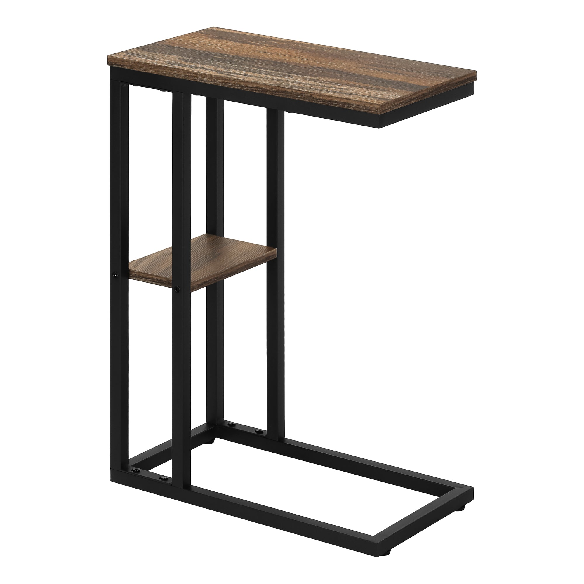 TABLE D'APPOINT - 25"H / LOOK BRUN / MÉTAL NOIR ( Meuble Mtl )