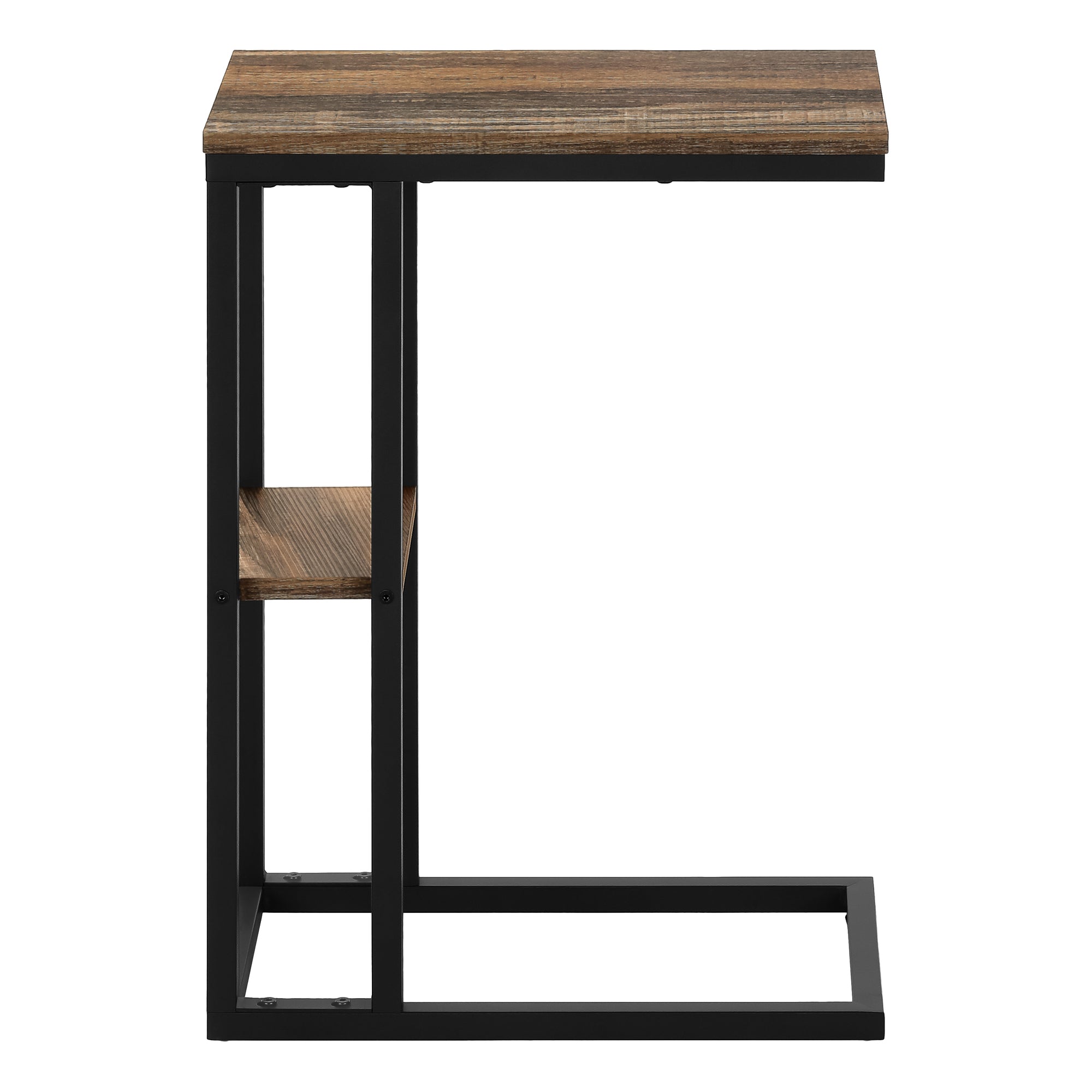 TABLE D'APPOINT - 25"H / LOOK BRUN / MÉTAL NOIR ( Meuble Mtl )