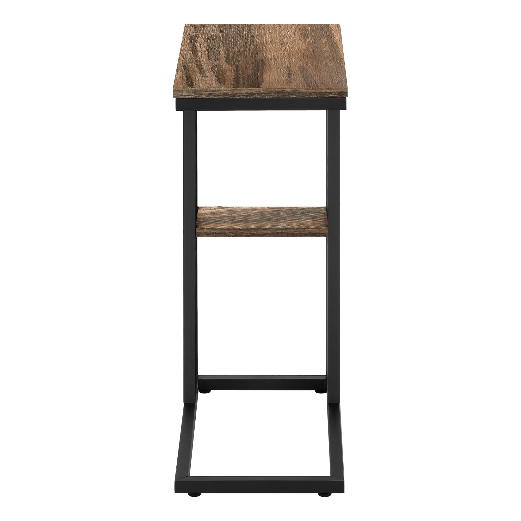 TABLE D'APPOINT - 25"H / LOOK BRUN / MÉTAL NOIR ( Meuble Mtl )