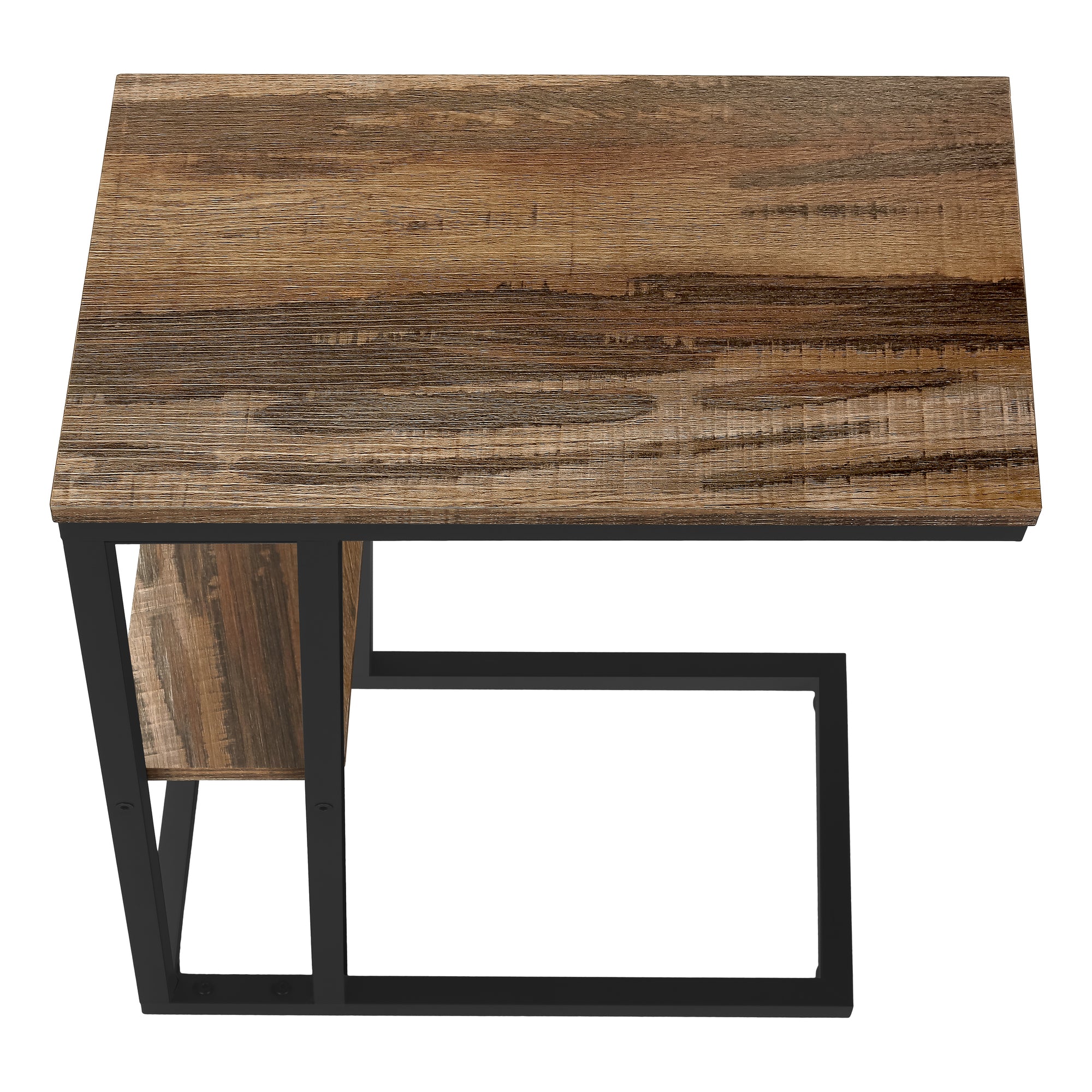 TABLE D'APPOINT - 25"H / LOOK BRUN / MÉTAL NOIR ( Meuble Mtl )