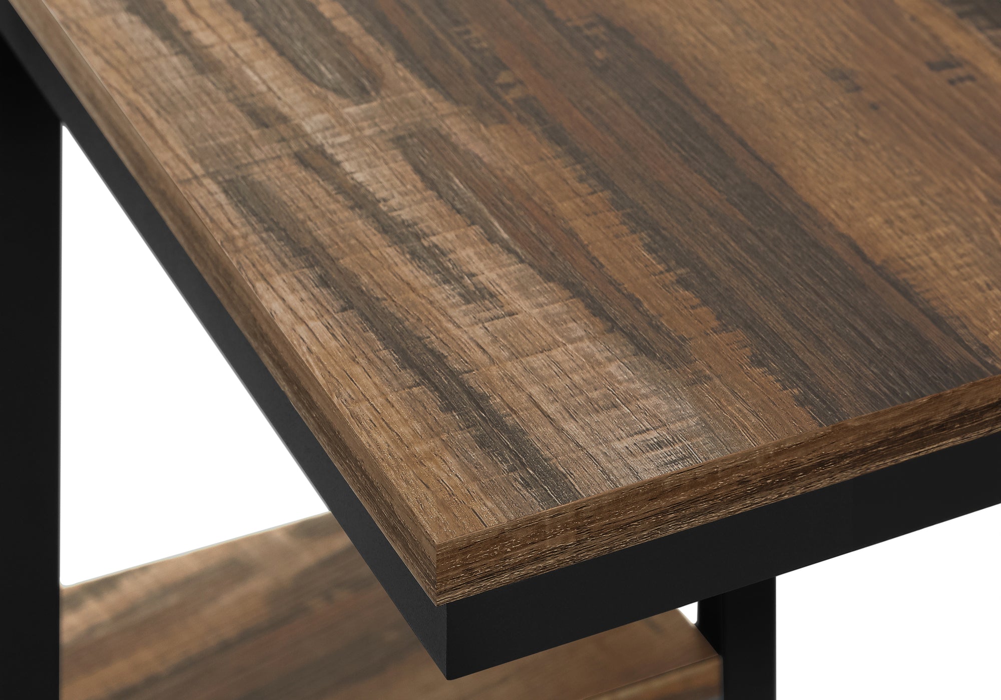 TABLE D'APPOINT - 25"H / LOOK BRUN / MÉTAL NOIR ( Meuble Mtl )