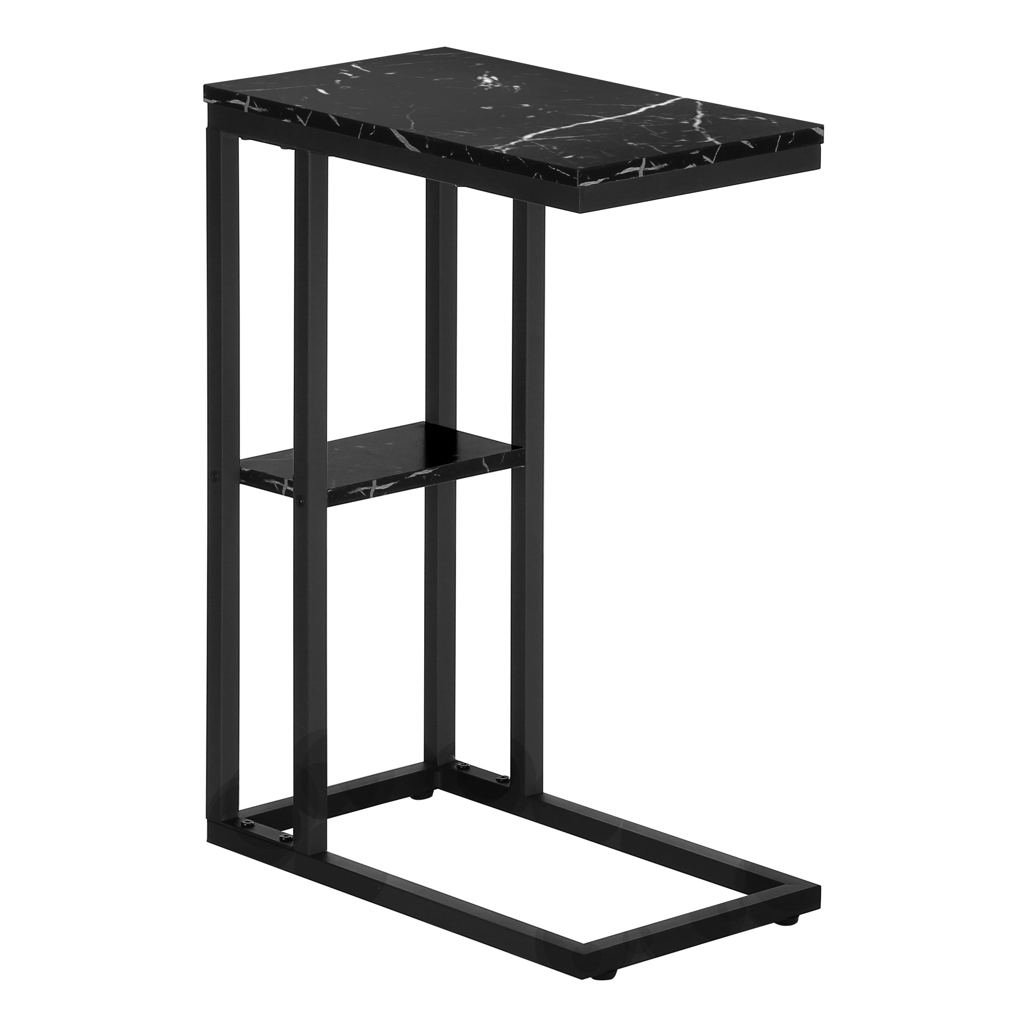 TABLE D'APPOINT - 25"H / MARBRE NOIR / METAL NOIR ( Meuble Mtl )