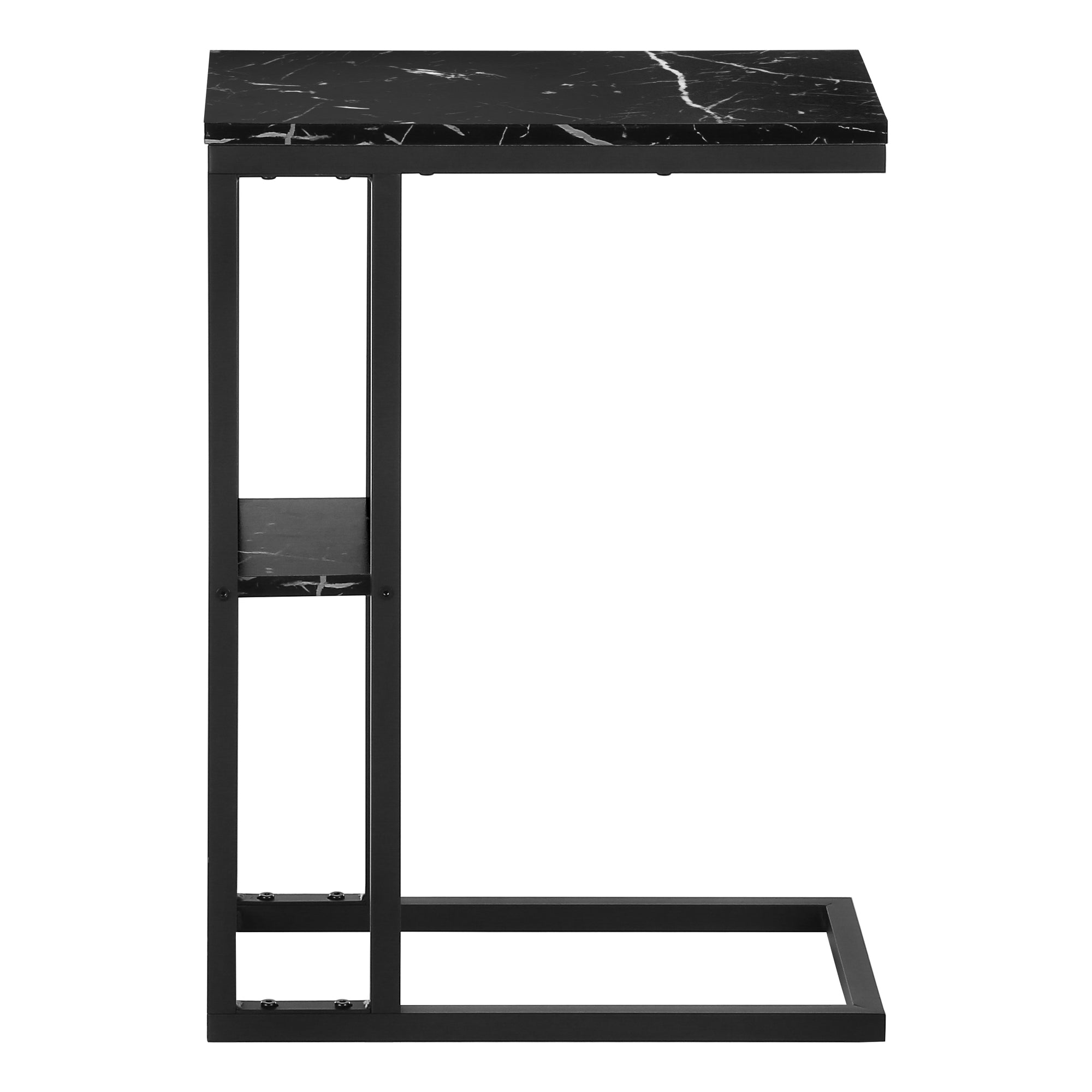 TABLE D'APPOINT - 25"H / MARBRE NOIR / METAL NOIR ( Meuble Mtl )
