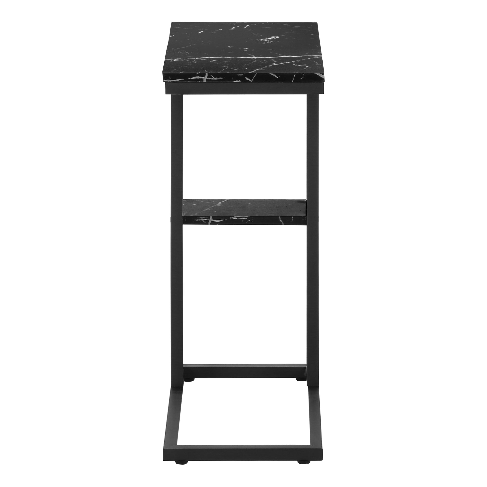 TABLE D'APPOINT - 25"H / MARBRE NOIR / METAL NOIR ( Meuble Mtl )