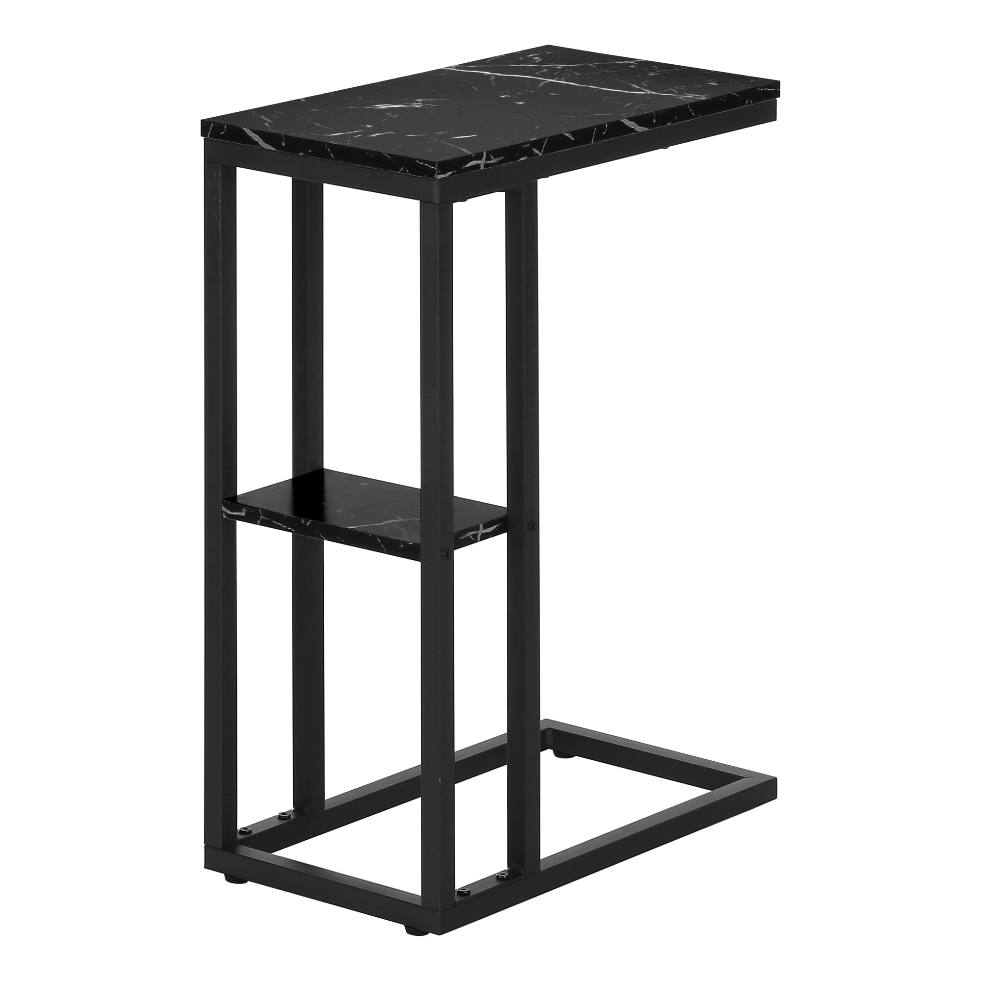 TABLE D'APPOINT - 25"H / MARBRE NOIR / METAL NOIR ( Meuble Mtl )