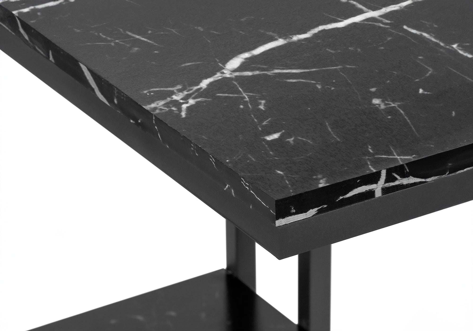TABLE D'APPOINT - 25"H / MARBRE NOIR / METAL NOIR ( Meuble Mtl )
