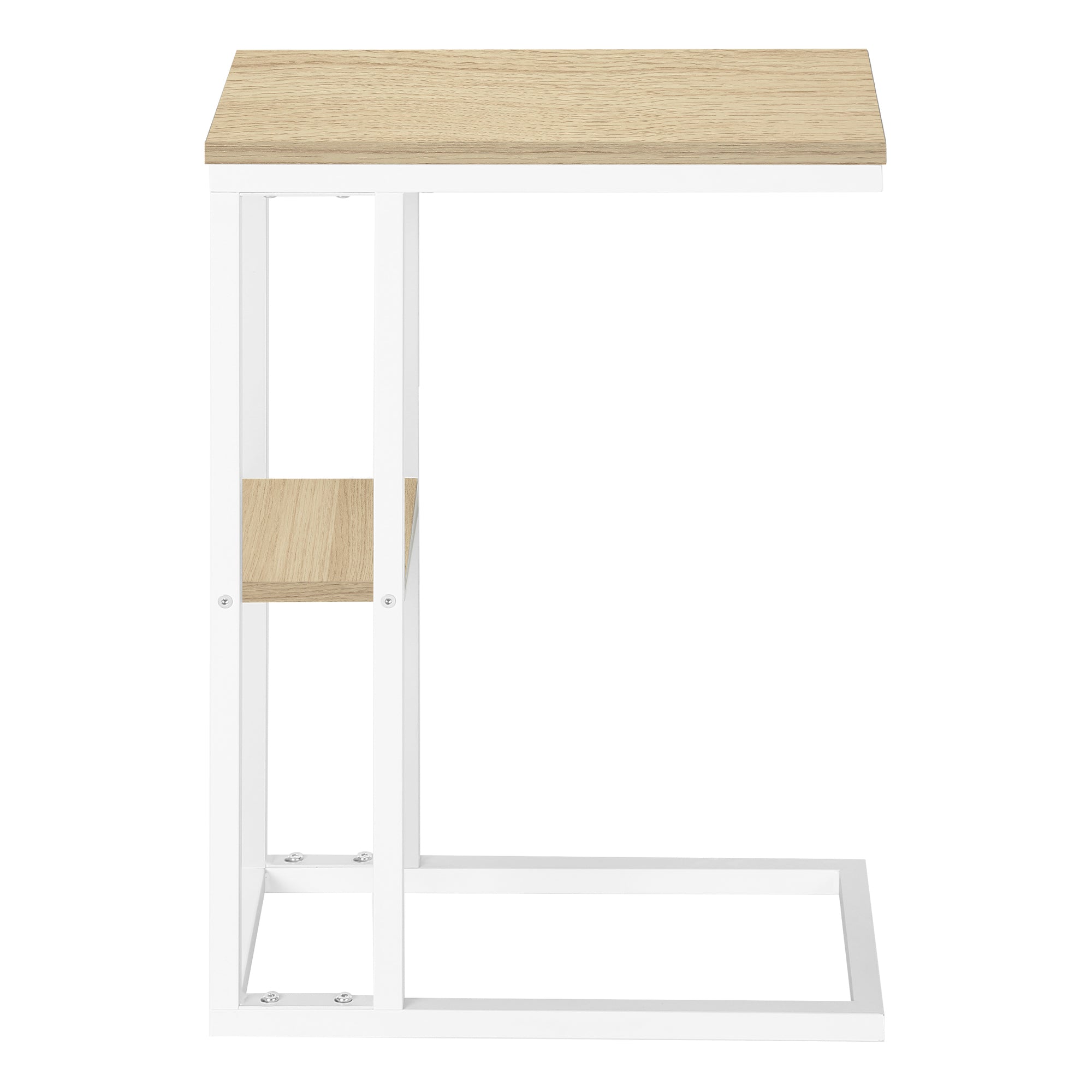 TABLE D'APPOINT - 25"H / NATUREL / METAL BLANC ( Meuble Mtl )