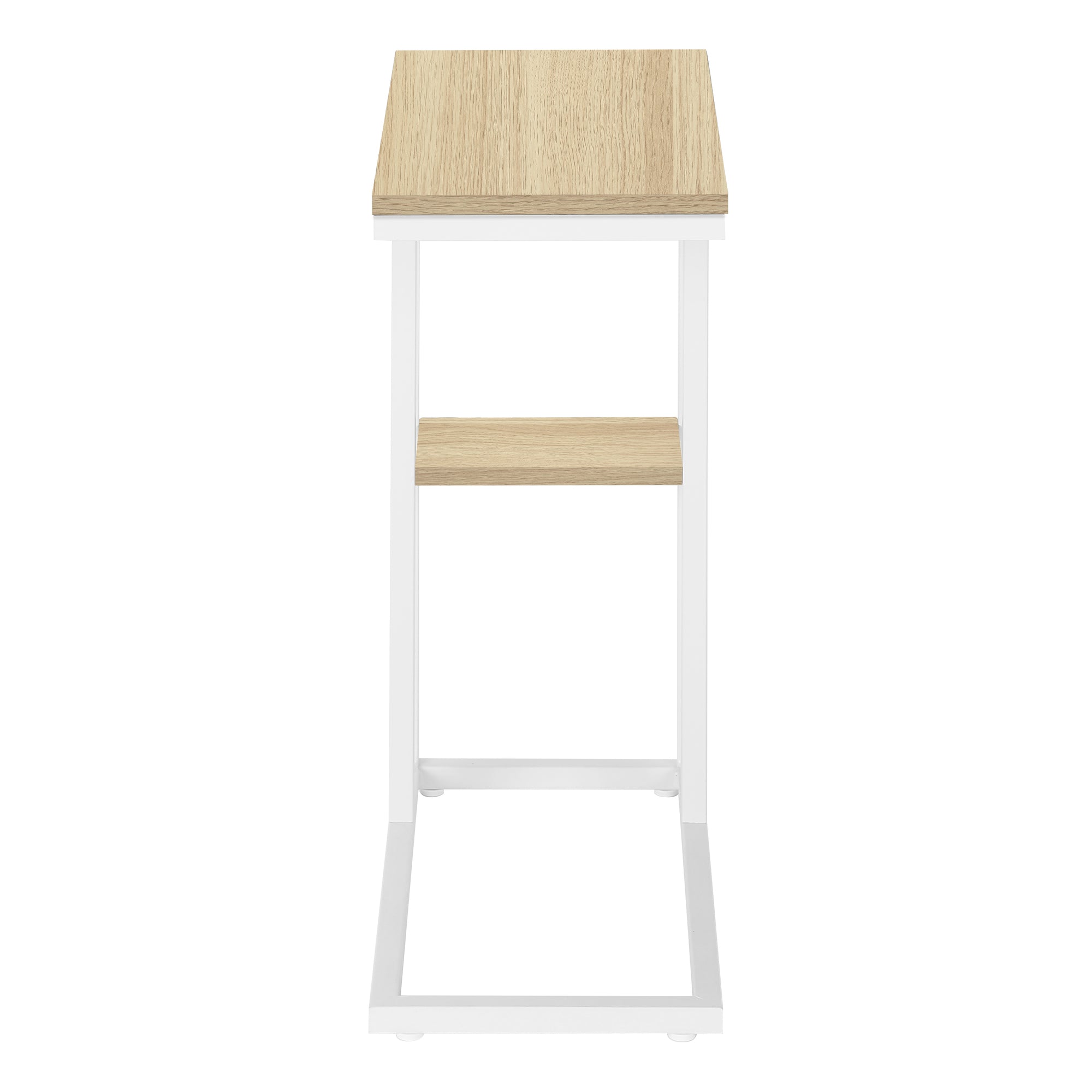 TABLE D'APPOINT - 25"H / NATUREL / METAL BLANC ( Meuble Mtl )