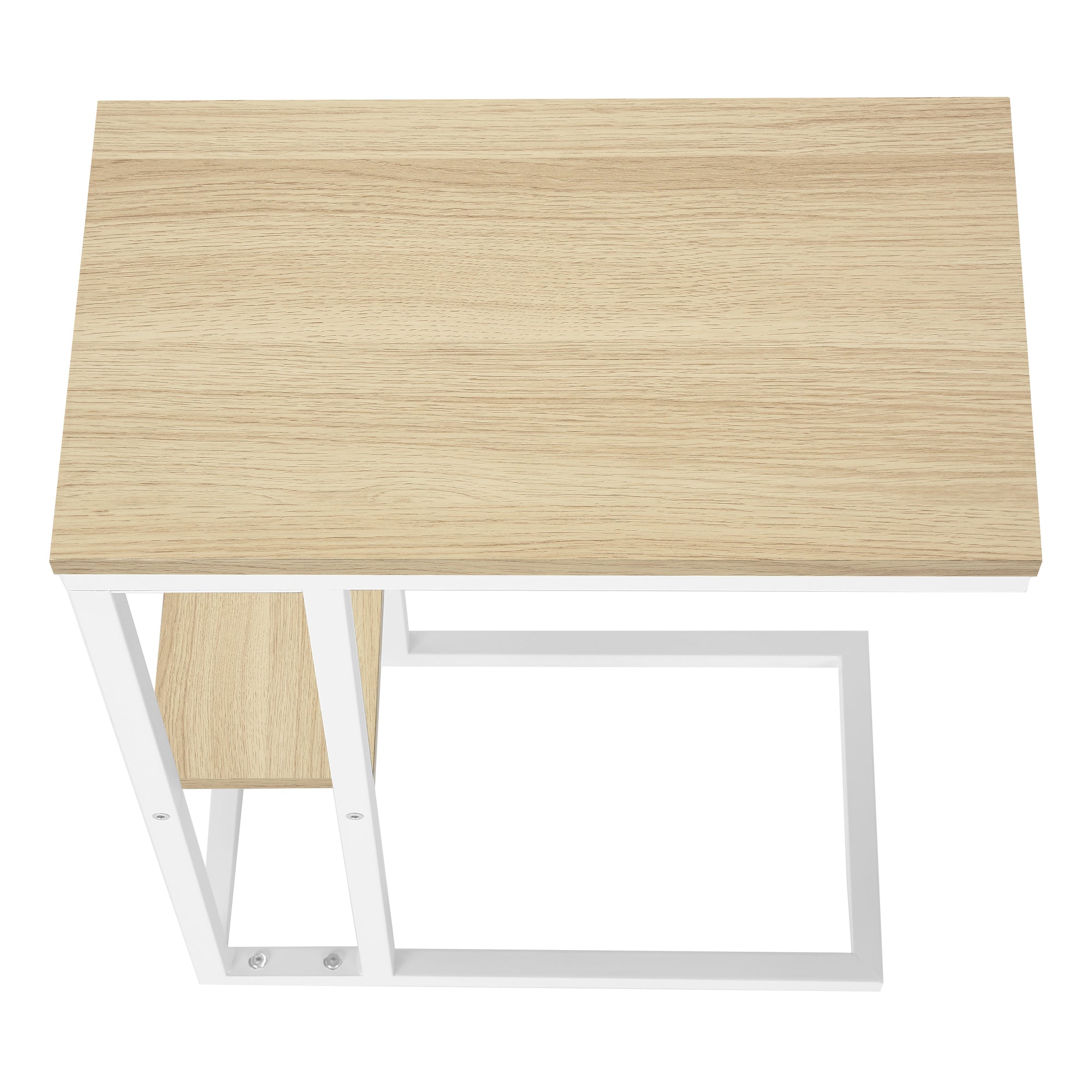 TABLE D'APPOINT - 25"H / NATUREL / METAL BLANC ( Meuble Mtl )