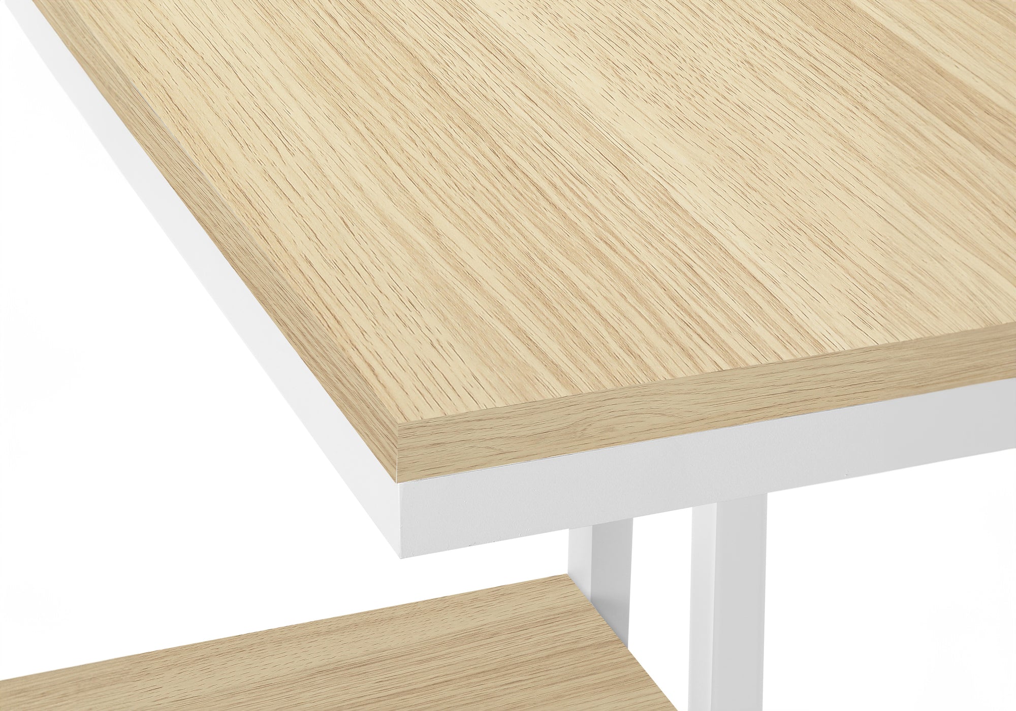 TABLE D'APPOINT - 25"H / NATUREL / METAL BLANC ( Meuble Mtl )