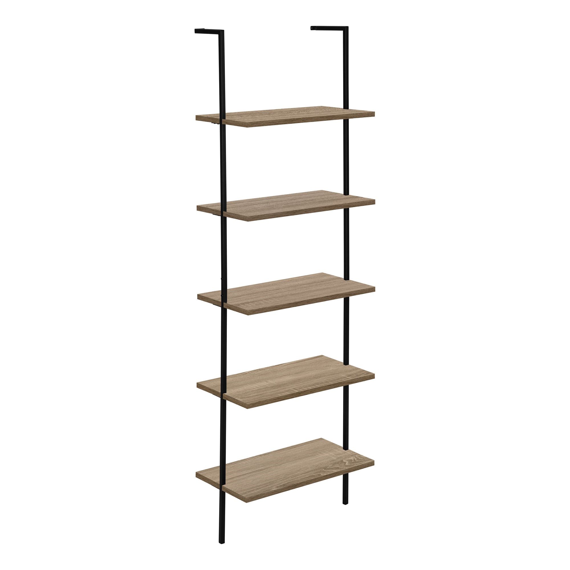 BIBLIOTHÈQUE - ÉCHELLE 72"H TAUPE FONCÉ / MÉTAL NOIR