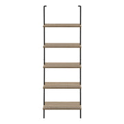 BIBLIOTHÈQUE - ÉCHELLE 72"H TAUPE FONCÉ / MÉTAL NOIR