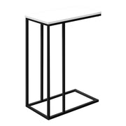 TABLE D'APPOINT - 25"H / BLANC / METAL NOIR ( Meuble Mtl )