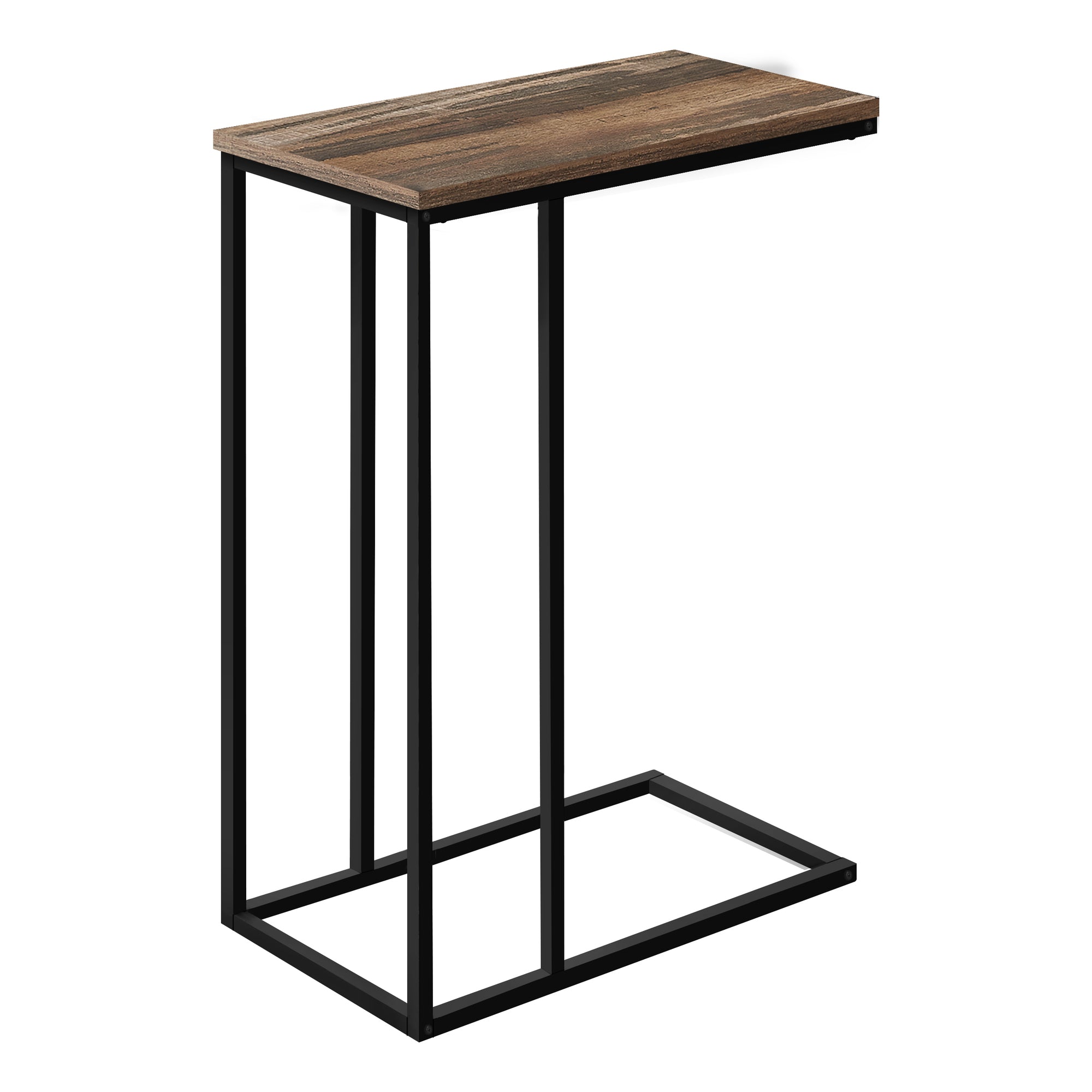 TABLE D'APPOINT - 25"H / RECUPERATION BRUN / METAL NOIR ( Meuble Mtl )