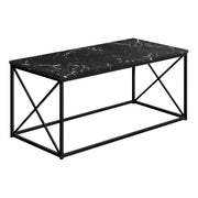 TABLE BASSE - 40"L / MARBRE NOIR / METAL NOIR ( Meuble Mtl )