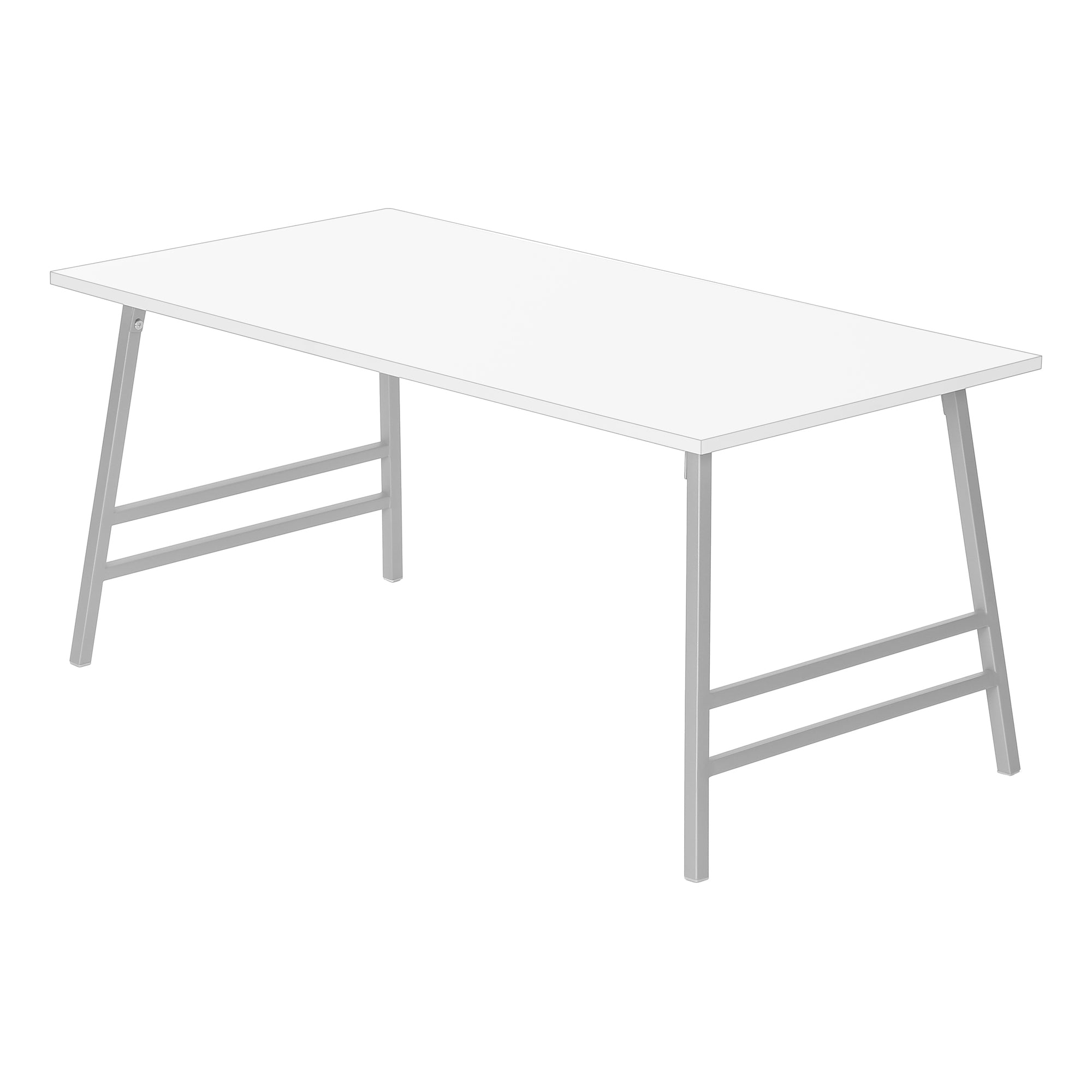 TABLE BASSE - 40"L / BLANC / METAL ARGENT ( Meuble Mtl )