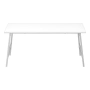 TABLE BASSE - 40"L / BLANC / METAL ARGENT ( Meuble Mtl )